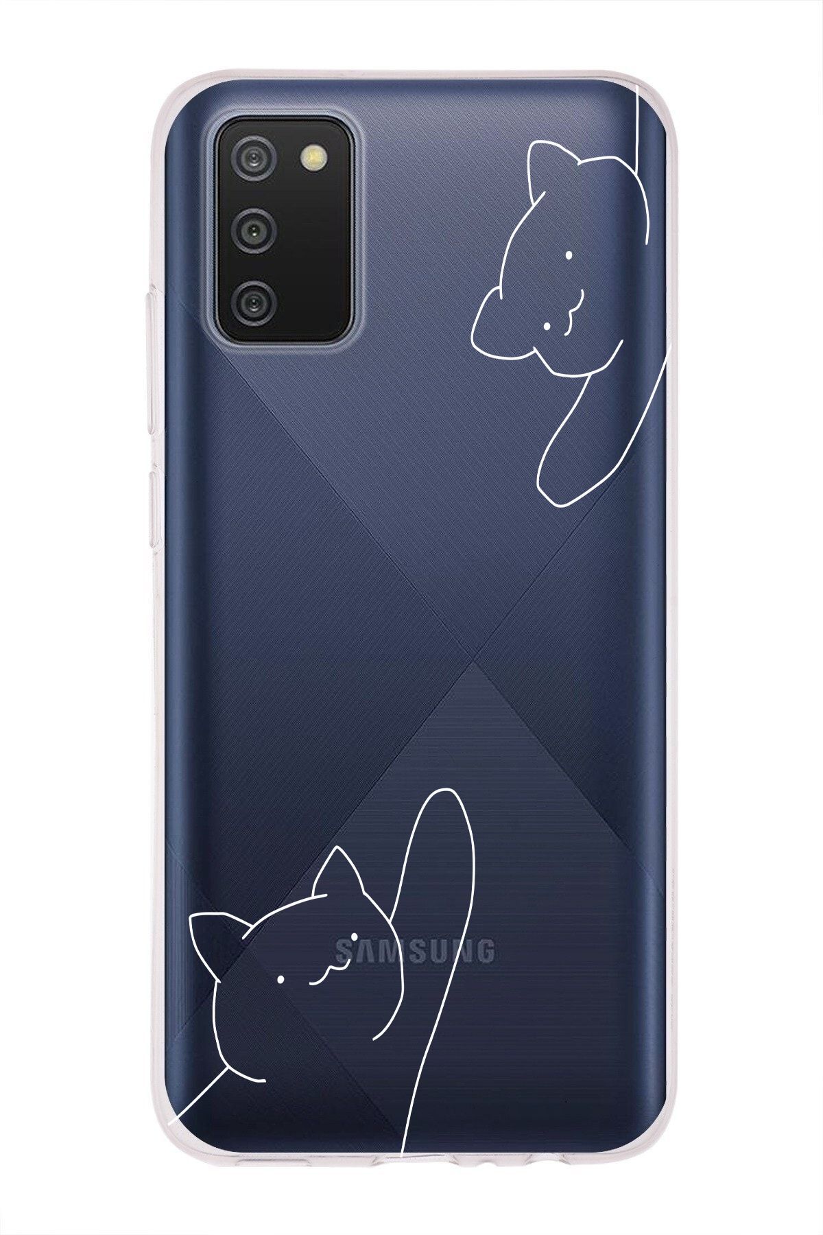moonset Samsung Galaxy A02S Uyumlu Kediler Tasarımlı Baskılı Şeffaf Telefon Kılıfı