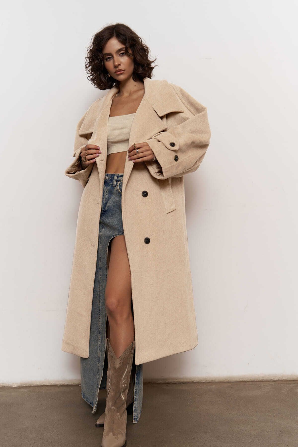 MAİ COLLECTİON-Onyx Taupe Stamp Coat 7