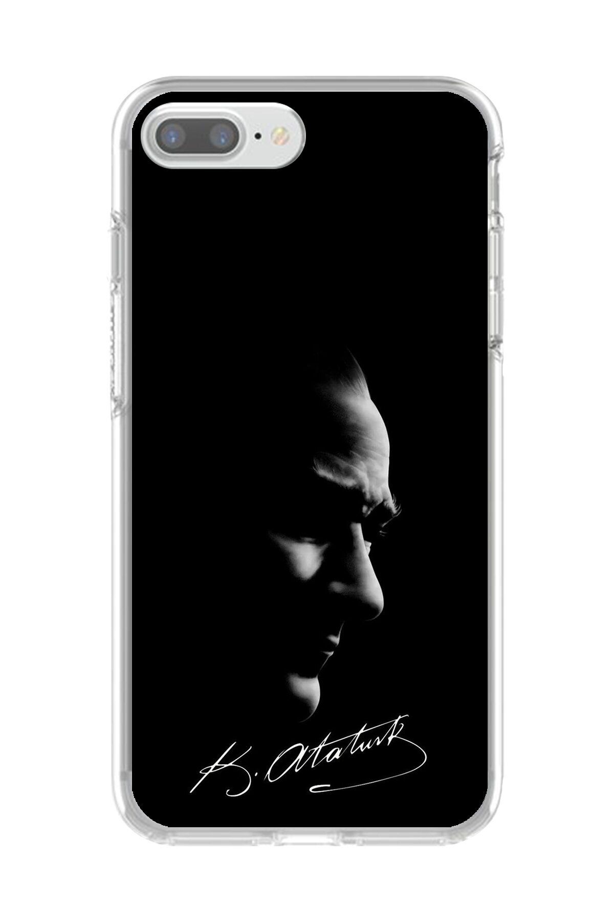 Dali Design iPhone 8 Plus Uyumlu Şeffaf Kılıf Atatürk 1 Tasarımlı