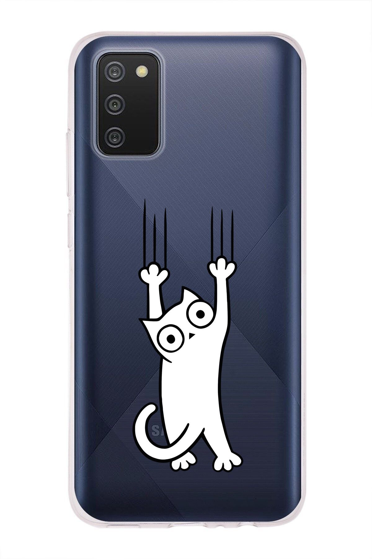 moonset Samsung Galaxy A02S Uyumlu Kedi Tasarımlı Baskılı Şeffaf Telefon Kılıfı