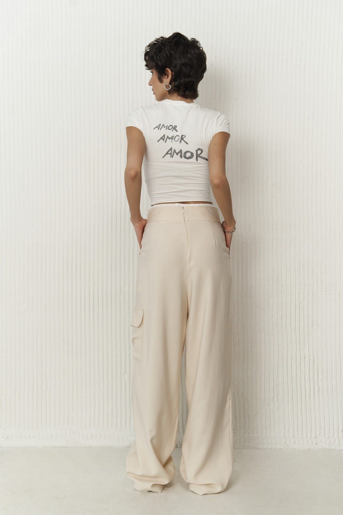 MAİ COLLECTİON-Beigefarbene Gloria-Boxershorts mit Details 4