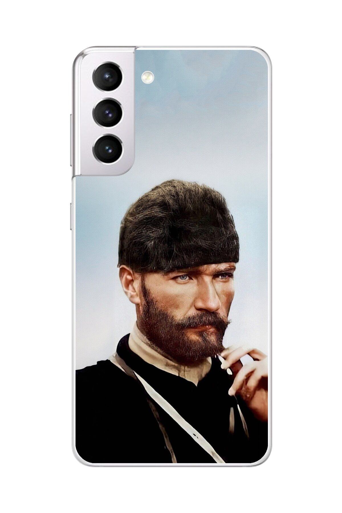 Dali Design Samsung Galaxy S21 Uyumlu Şeffaf Kılıf Atatürk 2 Tasarımlı