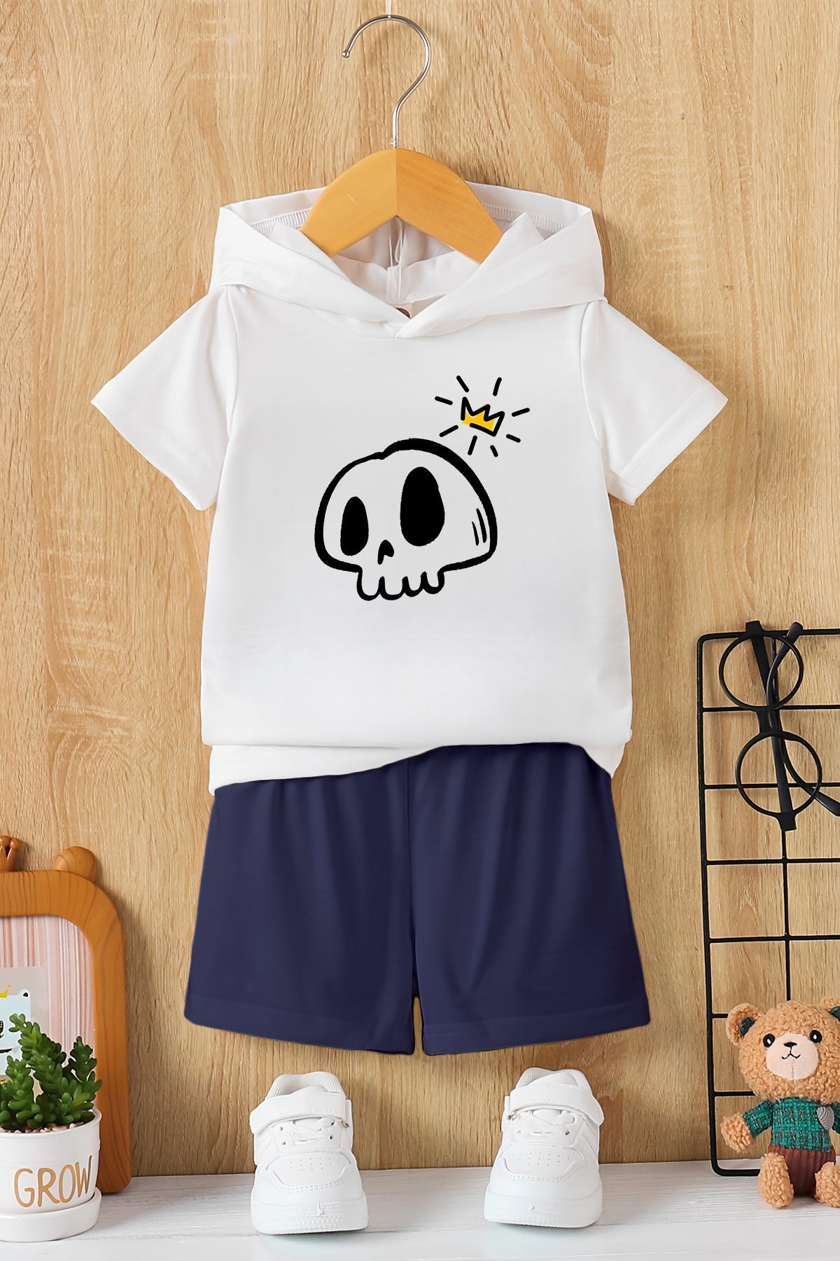 MYADA Set Pentru Copii Din 2 Piese Cu Glugă King Skeleton Imprimat Nou Sezon 23464 Unisex - 7–8 years