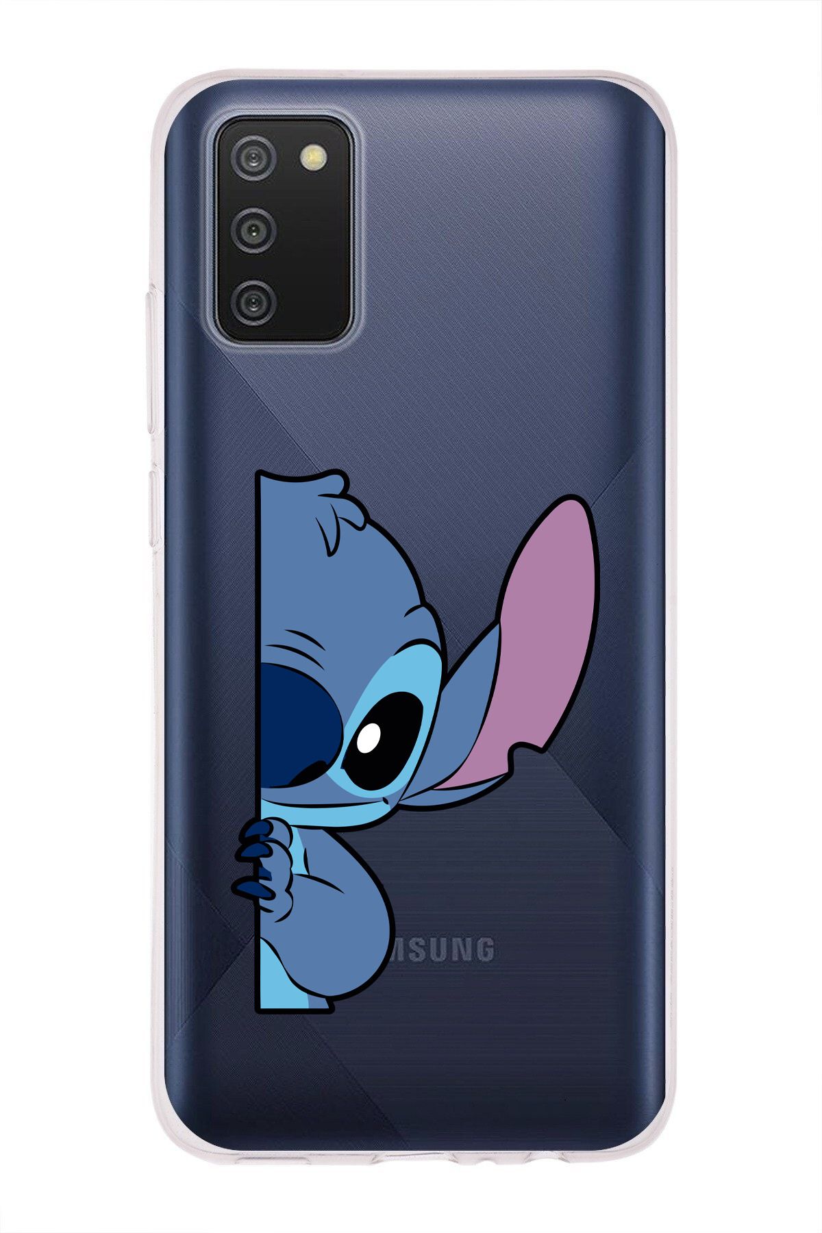 moonset Samsung Galaxy A02S Uyumlu Stitch Tasarımlı Baskılı Şeffaf Telefon Kılıfı