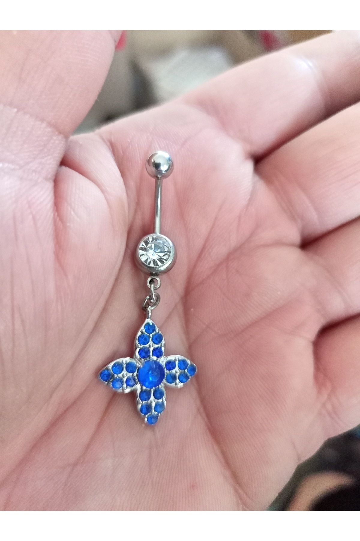 BUĞLEM Göbek Piercing Cerrahi Çelik 316L Gümüş Renk Paslanmaz Kararmaz