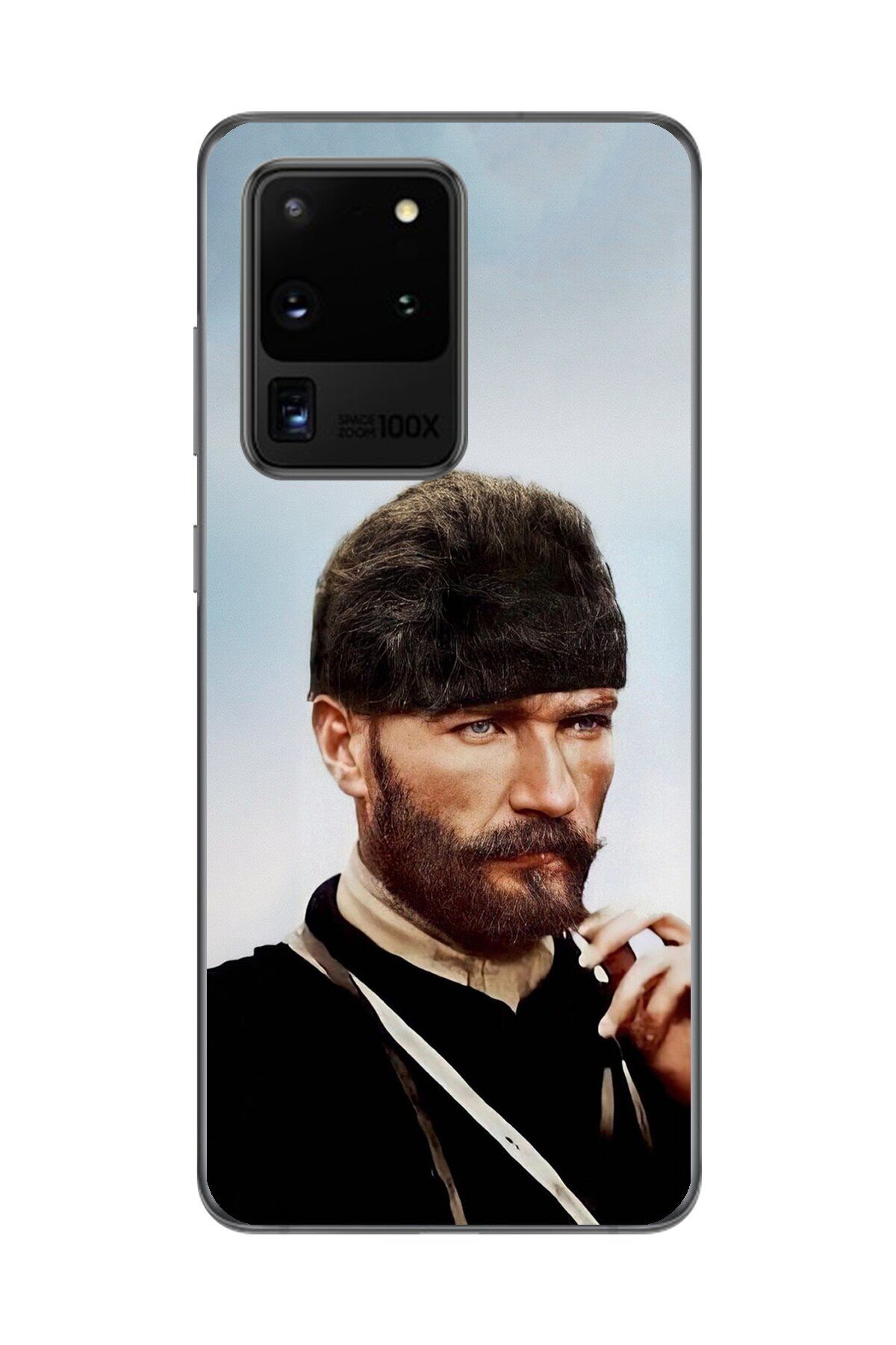 Dali Design Samsung Galaxy S20 Ultra Uyumlu Şeffaf Kılıf Atatürk 2 Tasarımlı