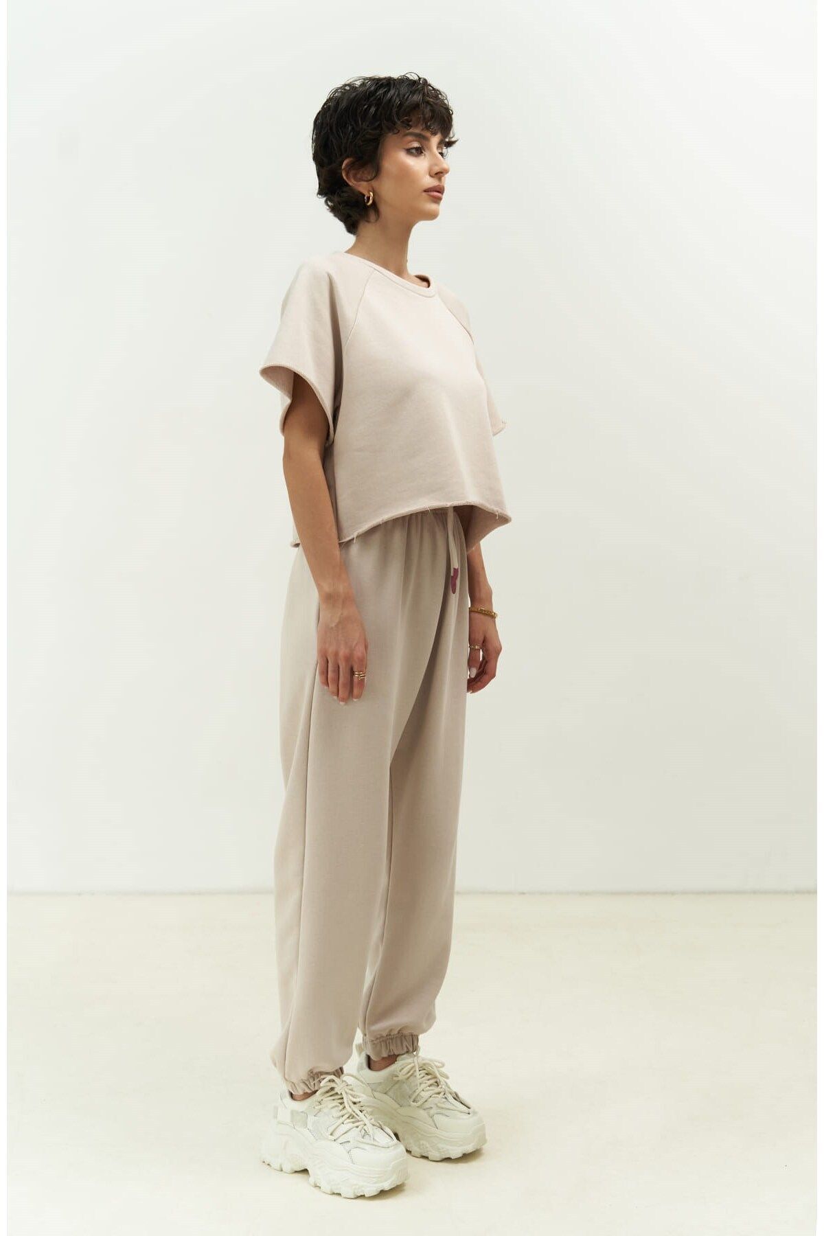 MAİ COLLECTİON-Σετ φόρμας Vero Beige Crop 3