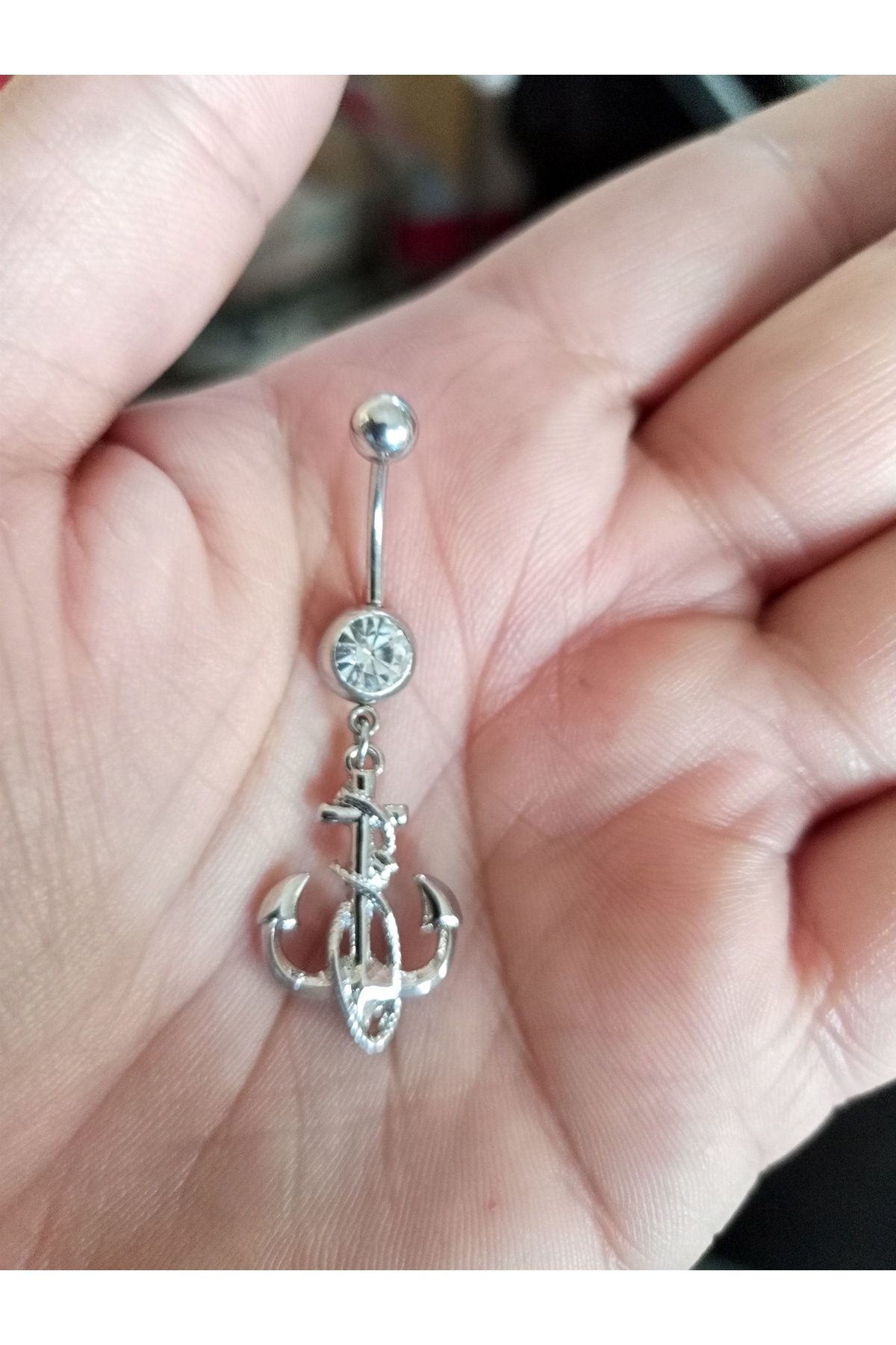 BUĞLEM Göbek Piercing Cerrahi Çelik 316L Gümüş Renk Paslanmaz Kararmaz