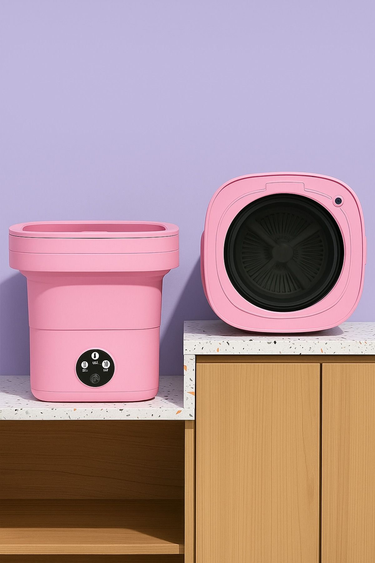 Katlanır Çamaşır Makinesi Pembe 10 Litre