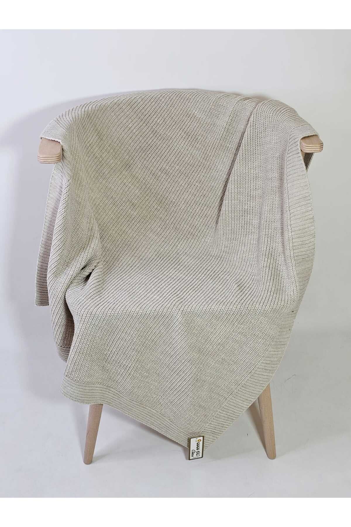 meriç bebe - bütün çocuklar melektir. mrc Yerli Üretim 80x100 Selanik Örgü Unisex Bebek Triko Battaniye - Yumuşak ve Nefes Alabilir TAŞ (BEJ)