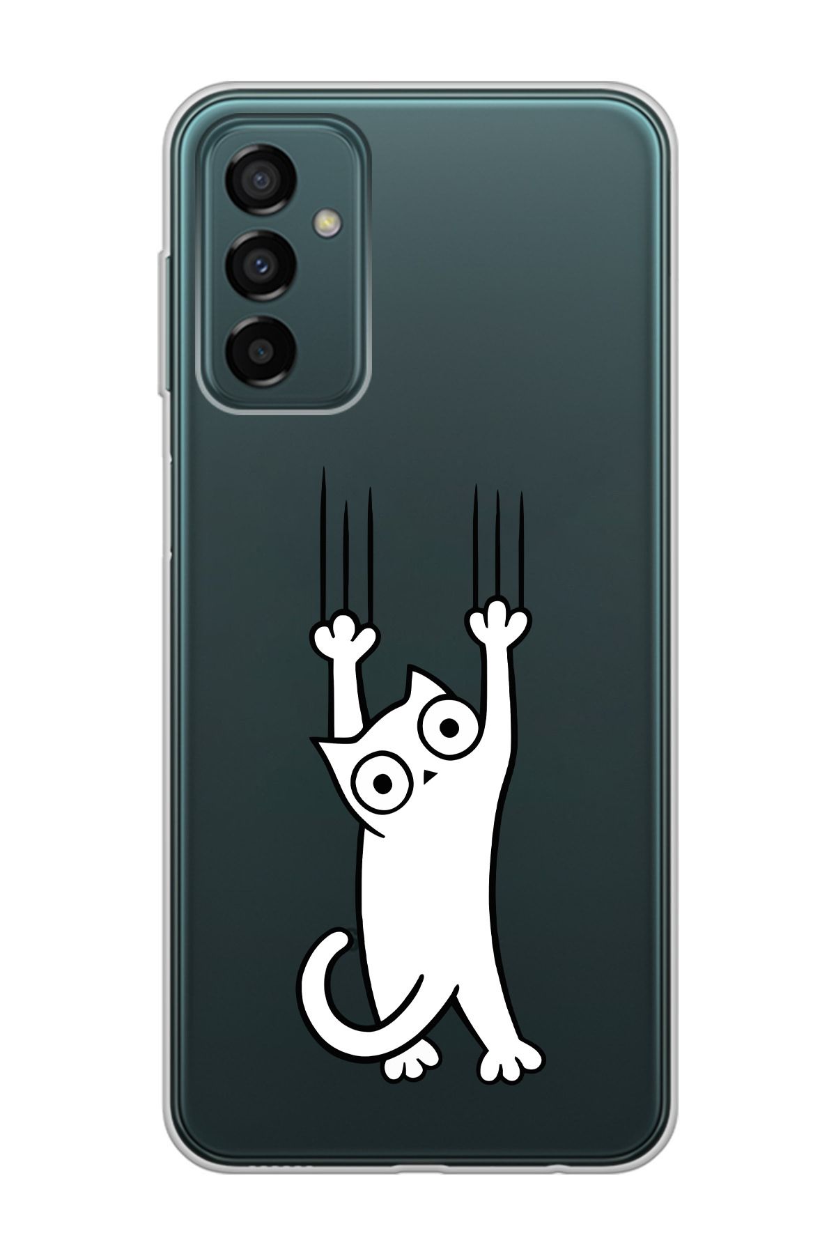 moonset Samsung Galaxy M13 / M23 Uyumlu Kedi Tasarımlı Baskılı Şeffaf Telefon Kılıfı