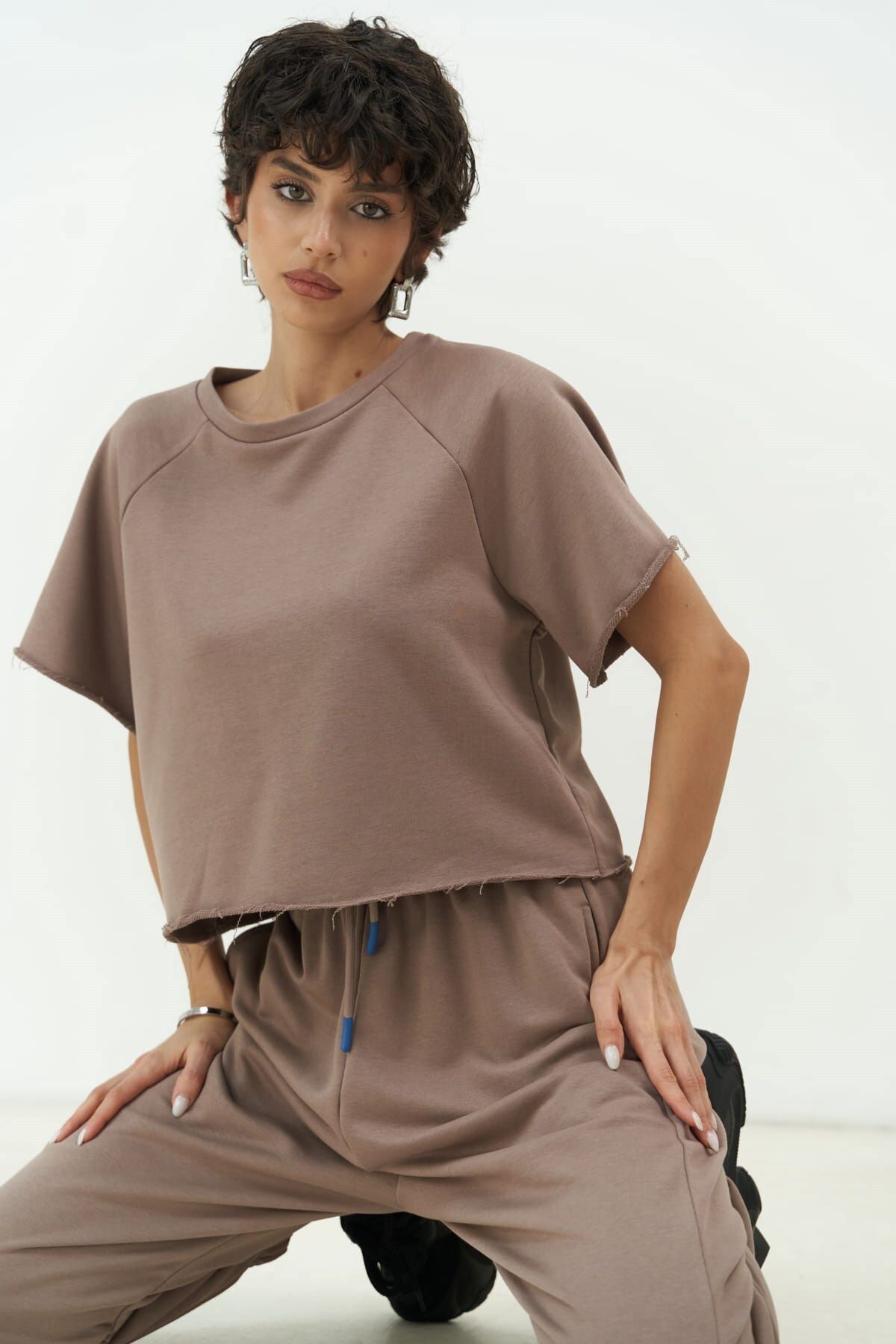 MAİ COLLECTİON Súprava teplákov Vero Grey Crop