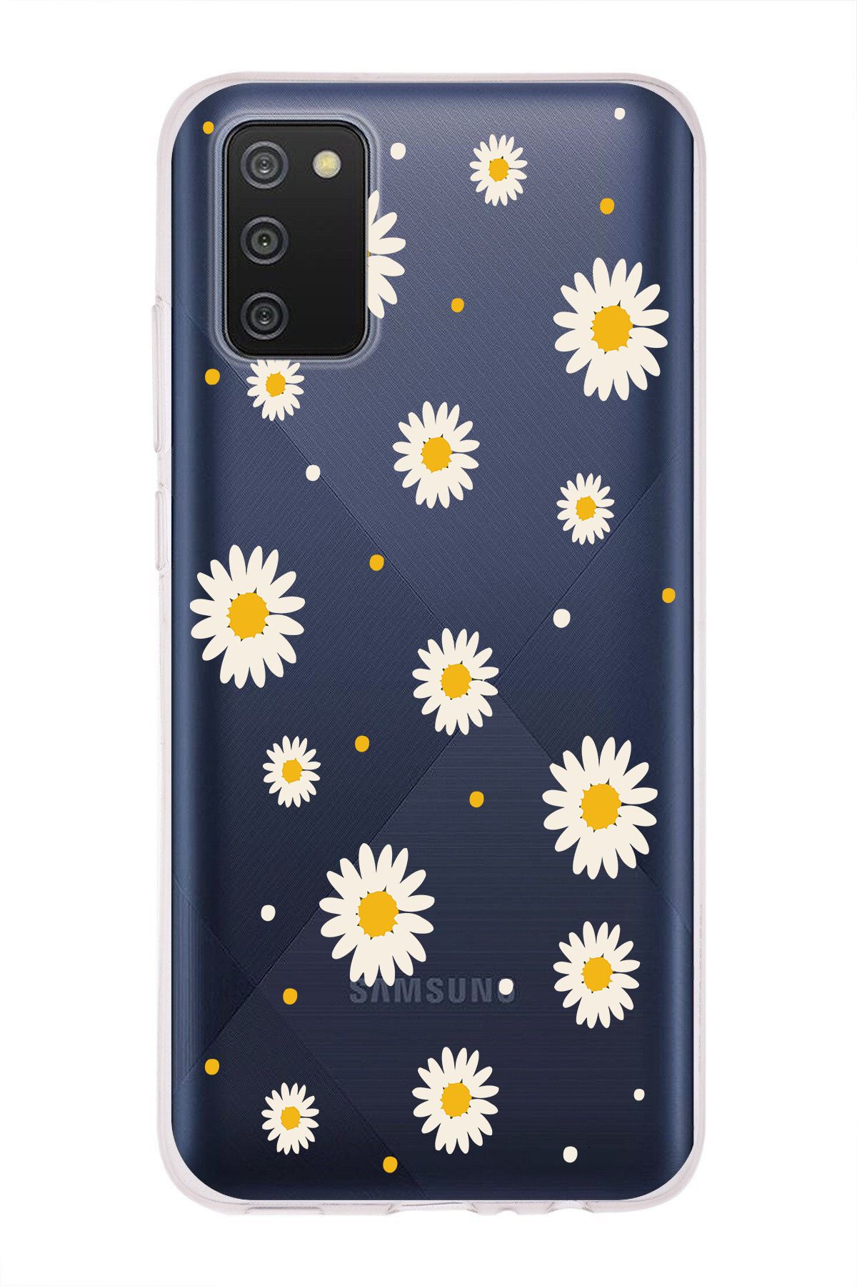 moonset Samsung Galaxy A02S Uyumlu Papatya Tasarımlı Baskılı Şeffaf Telefon Kılıfı
