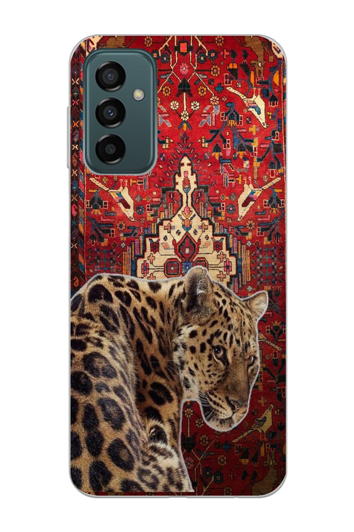 moonset Samsung Galaxy M13 / M23 Uyumlu Leopar Tasarımlı Baskılı Şeffaf Telefon Kılıfı