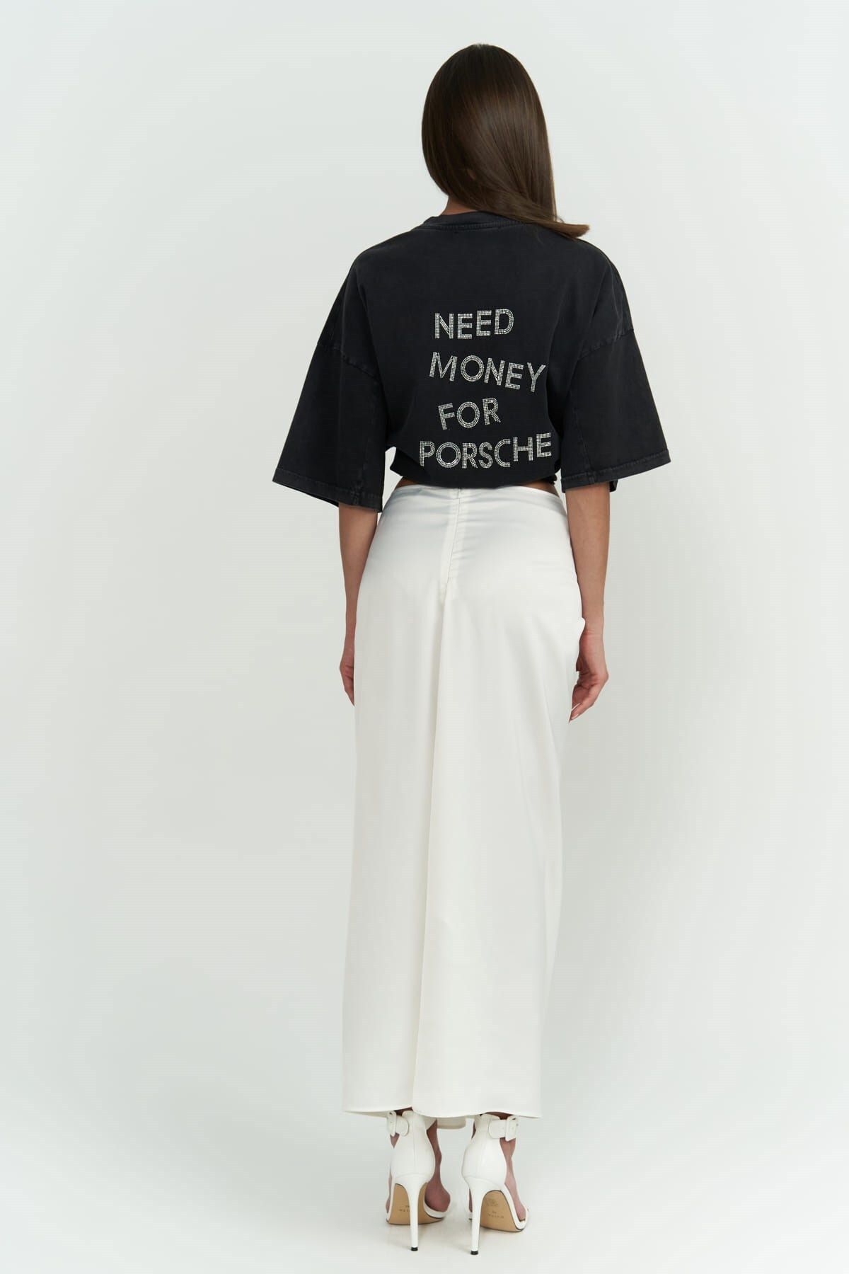 MAİ COLLECTİON-Bílá sukně Nario Gathered Midi Length 4