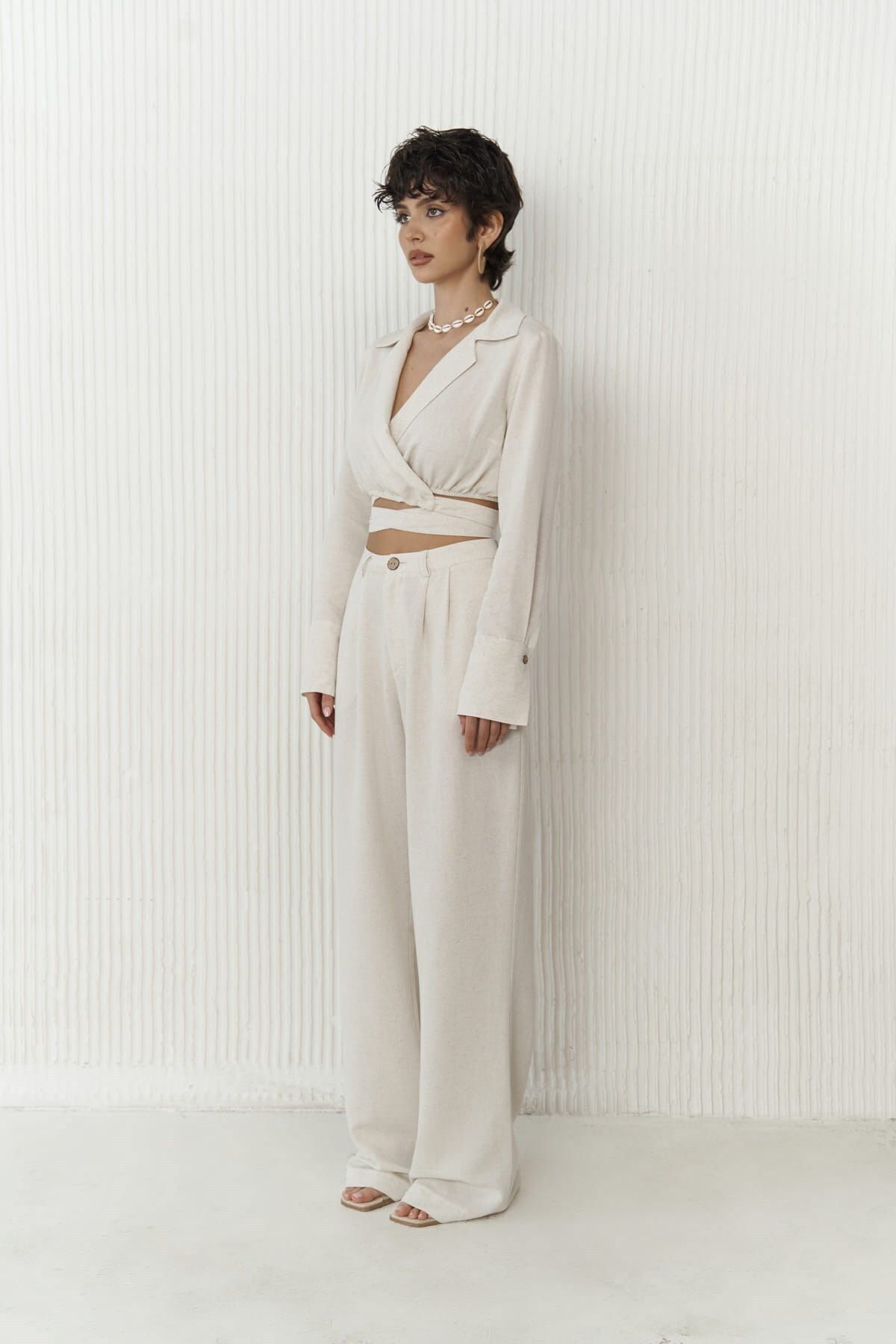 BOHEMAİ-Bézs Crop Pants szett - Estila 3