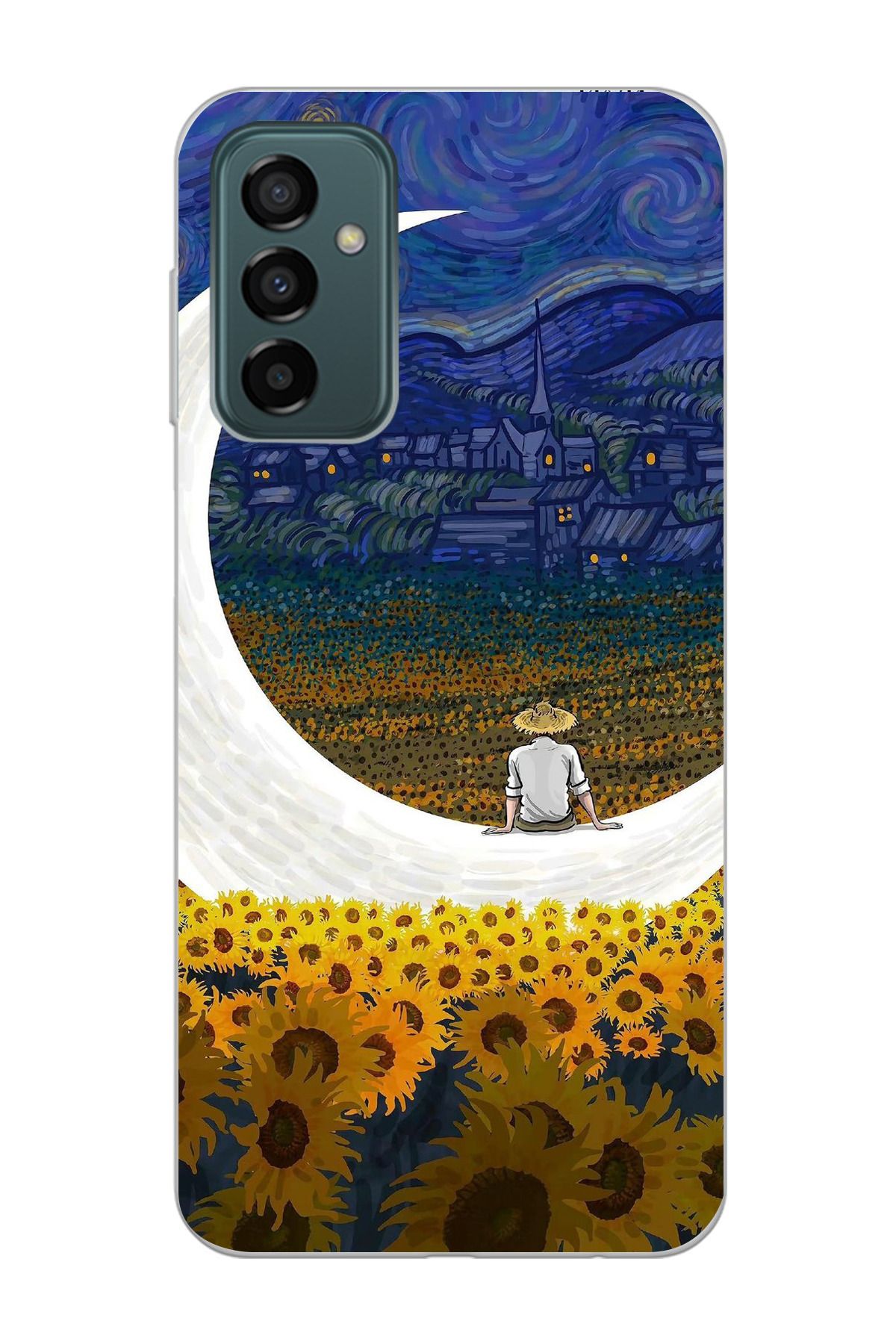 moonset Samsung Galaxy M13 / M23 Uyumlu Van Gogh Tasarımlı Baskılı Şeffaf Telefon Kılıfı