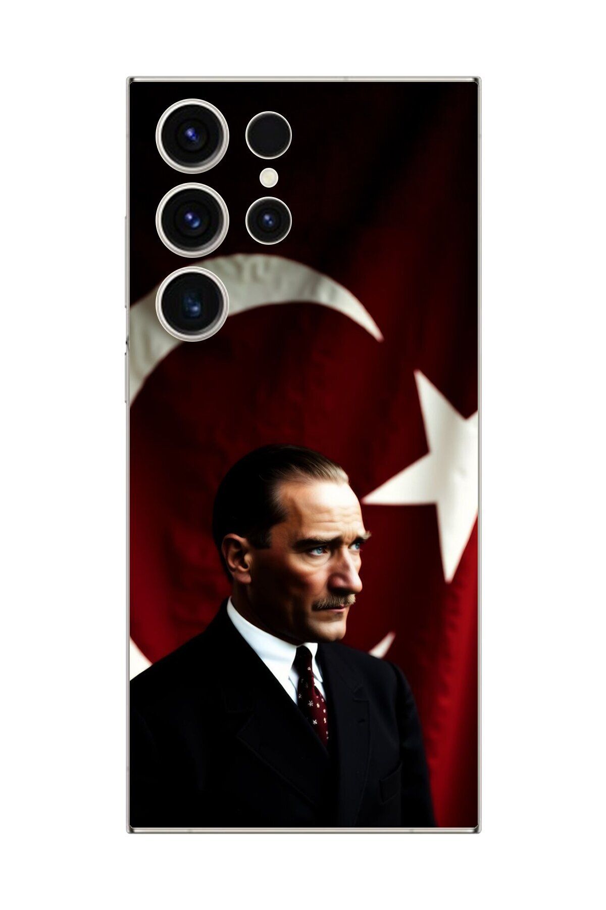 Dali Design Samsung Galaxy S23 Ultra Uyumlu Şeffaf Kılıf Atatürk 4 Tasarımlı