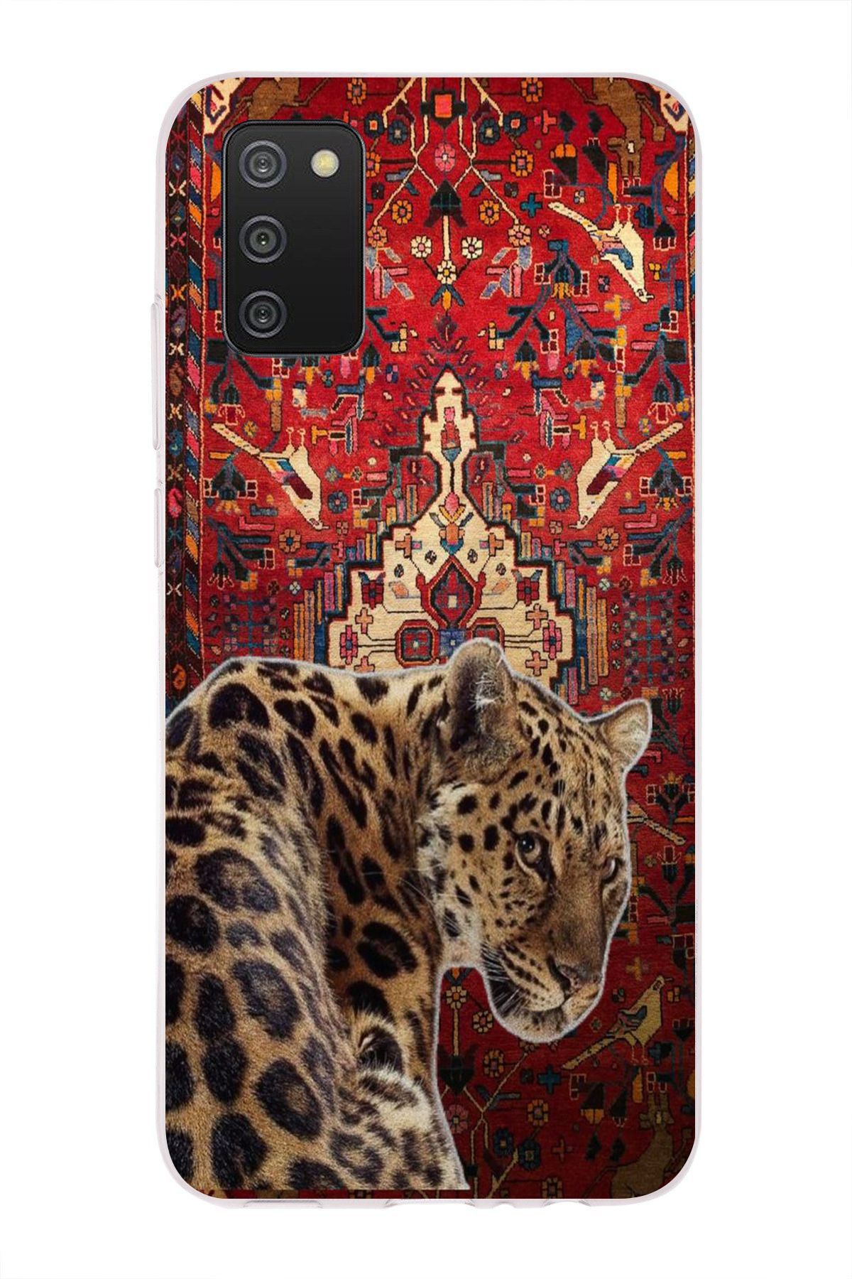 moonset Samsung Galaxy A02S Uyumlu Leopar Tasarımlı Baskılı Şeffaf Telefon Kılıfı
