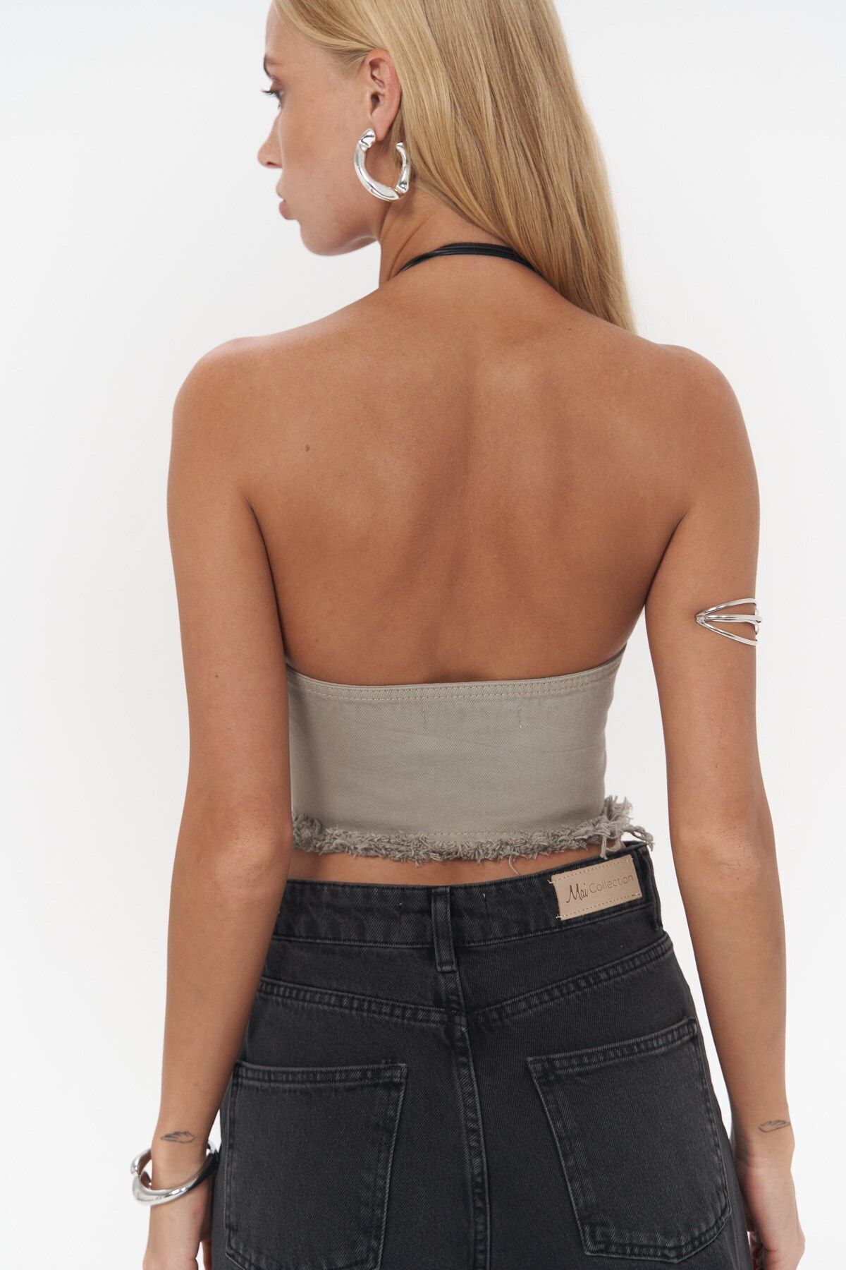 MAİ COLLECTİON-Toni Rope Detail Gray Jean Crop 6