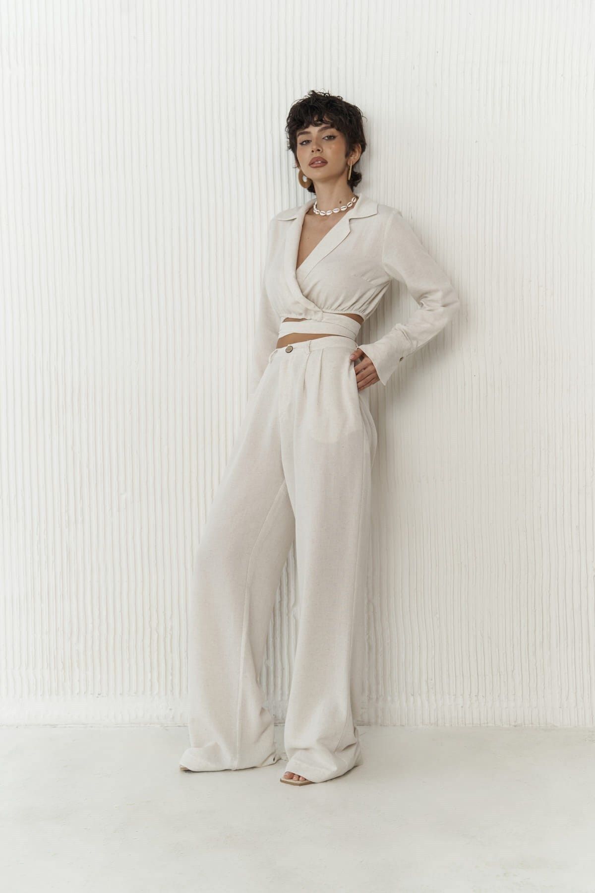 BOHEMAİ-Bézs Crop Pants szett - Estila 4