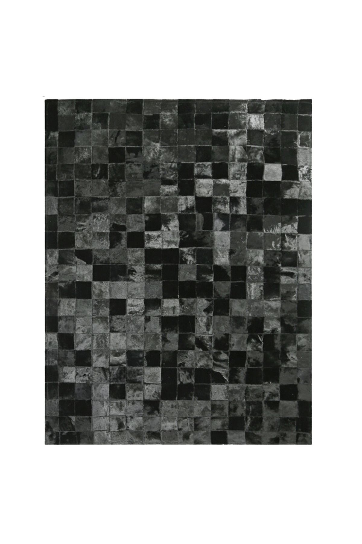 Grandhedefhalı Siyah Rengi Patchwork Deri Halı