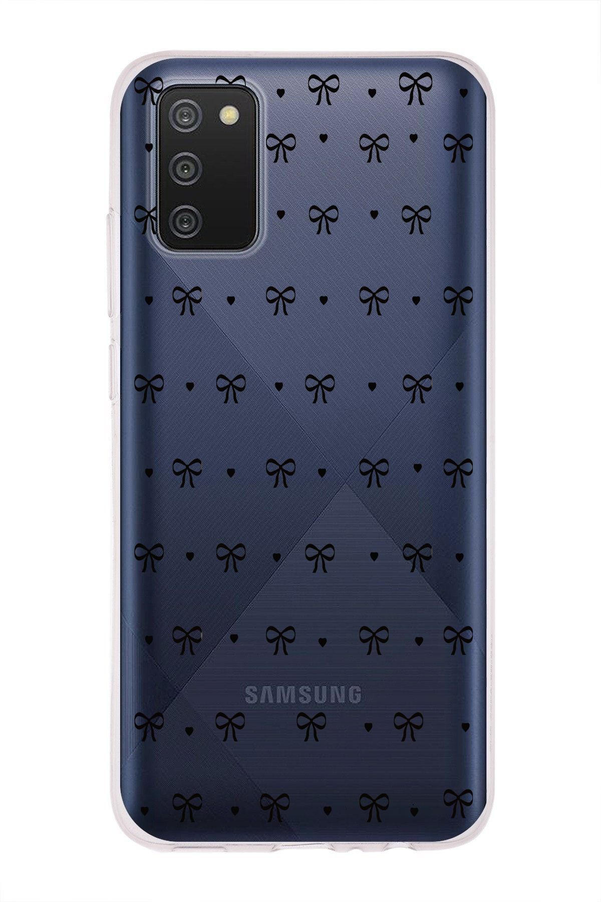 moonset Samsung Galaxy A02S Uyumlu Kurdele Tasarımlı Baskılı Şeffaf Telefon Kılıfı