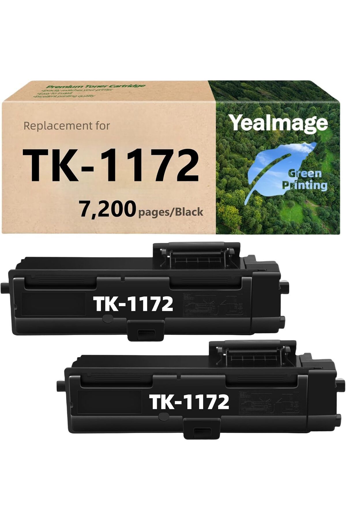 KYOCERA TK1170/1172 MUADİL ECOSYS M2640idw M2040dn M2540d (Black, 2 Pack)