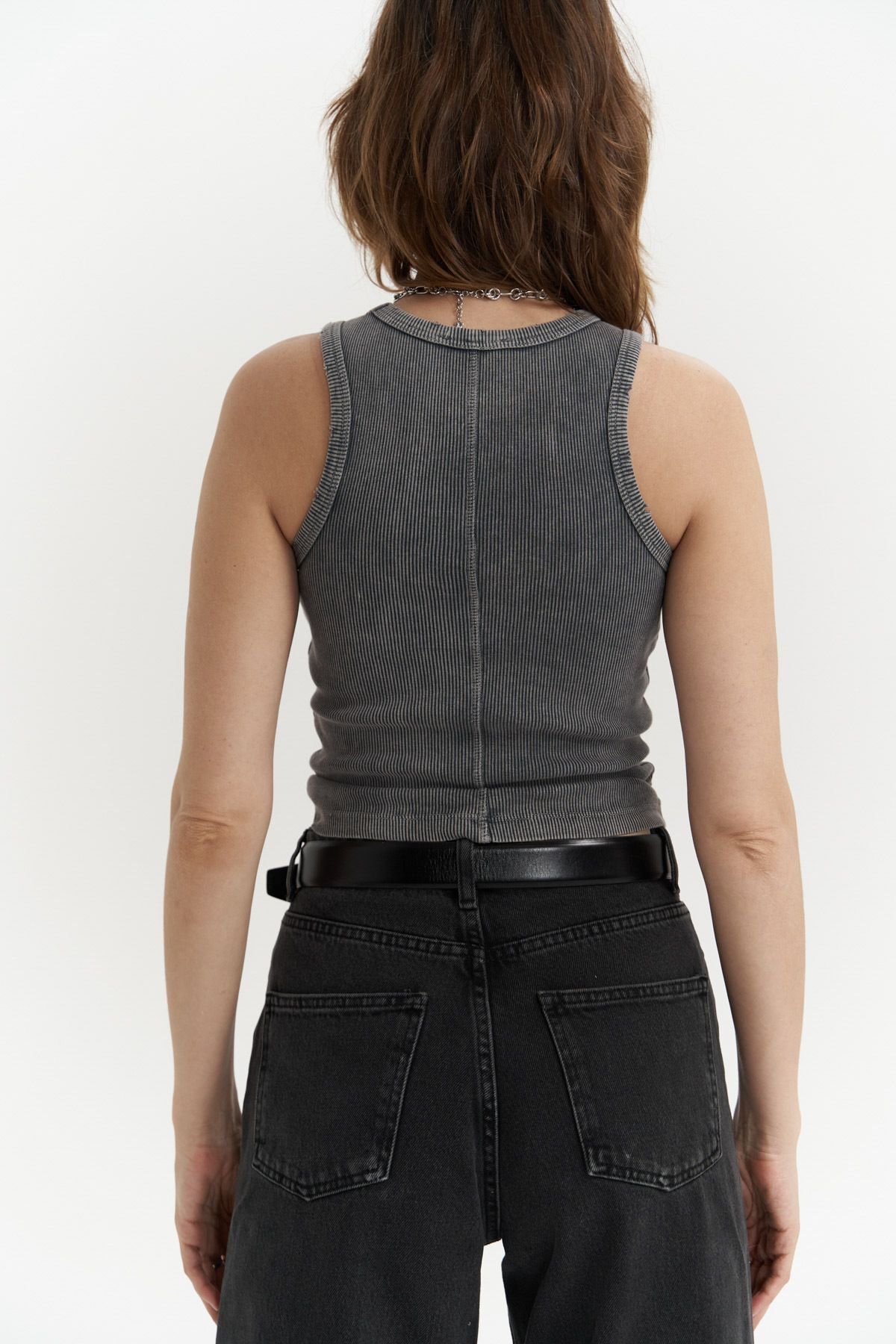 MAİ COLLECTİON-Smoke Colored Bonnet Crop Top – prateľný šnúrový dizajn 4
