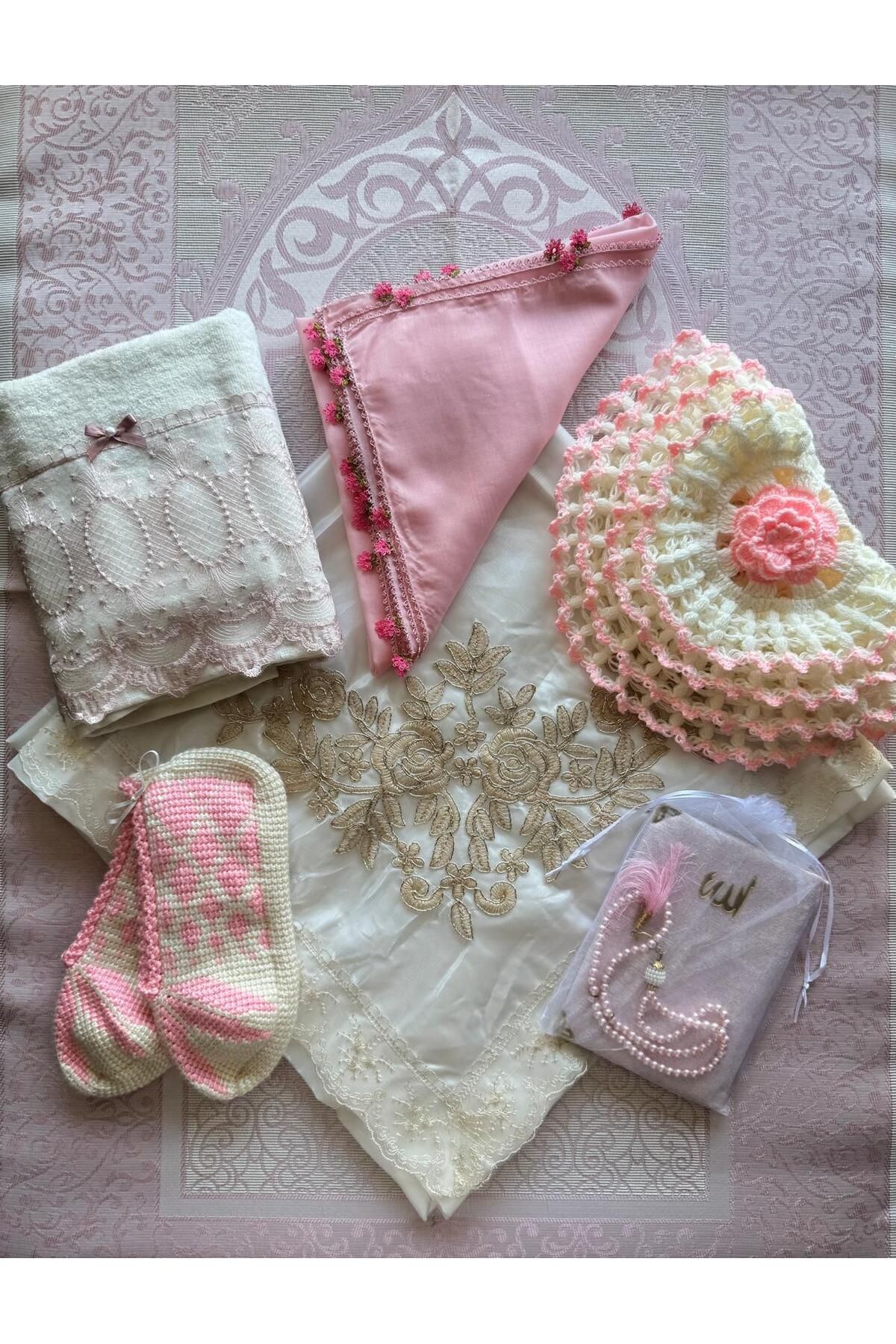Şatilli Handmade Çeyizlik hediyelik düğün bohça gelin bohça toz pembe bohça lif patik çeyizlik hediyelik havlu