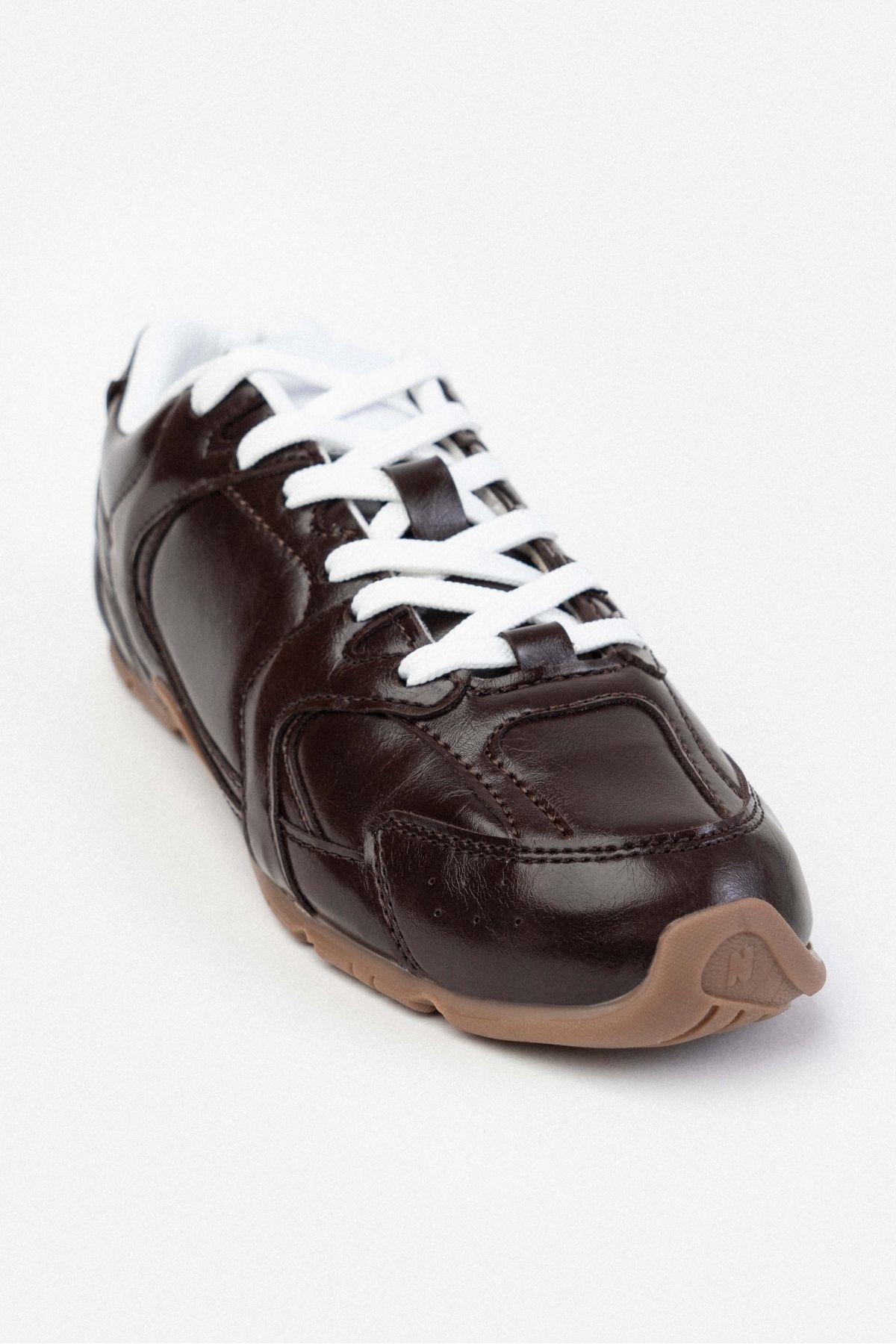 NİŞANTAŞI SHOES-Damskie trampki sznurowane Fabian Brown Matte Flat Sole 8