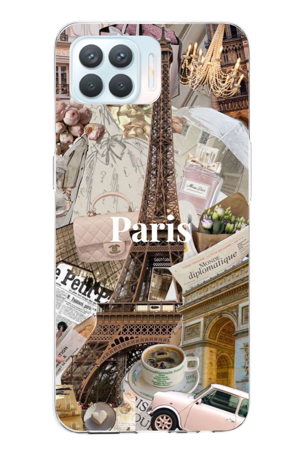 TechTree Oppo Reno 4 Lite Uyumlu Paris Kolaj Şeffaf Silikon Kılıf