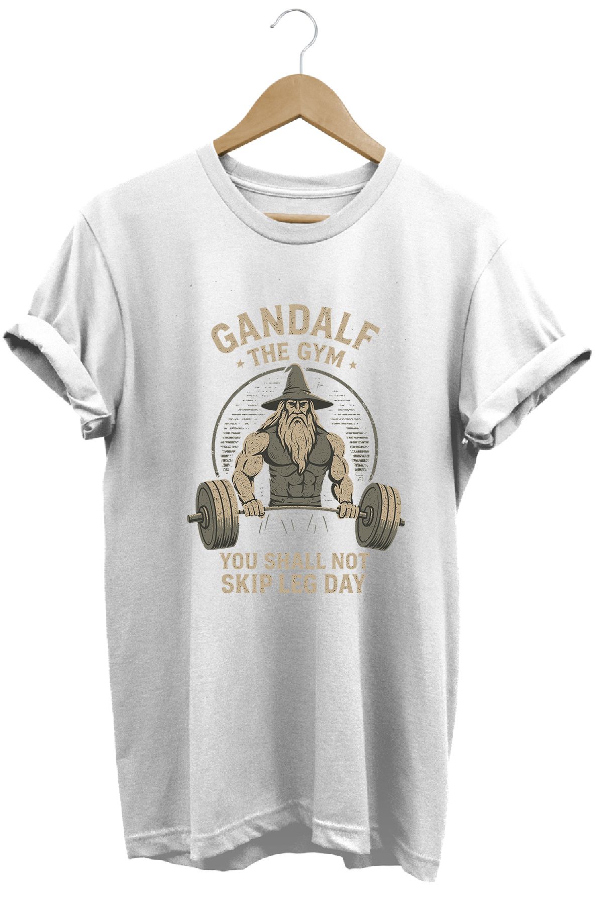 remonz Gandalf Gym LOTR Regular Fit %100 Pamuk Yumuşak Dokulu Bisiklet Yaka Tişört