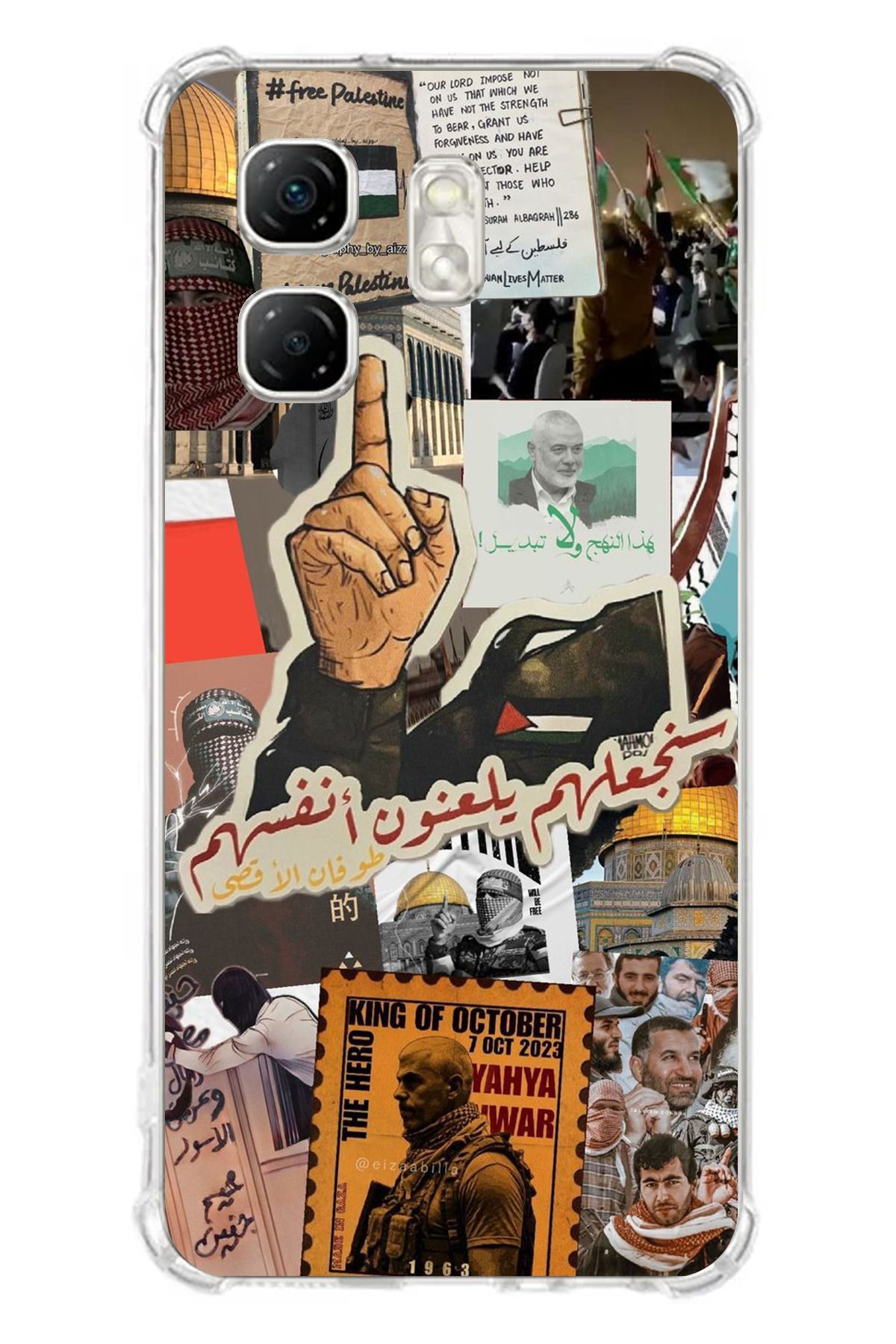 TechTree Infinix Hot 50i - Smart 9 Uyumlu Filistin Özgürlük Şeffaf Silikon Kılıf