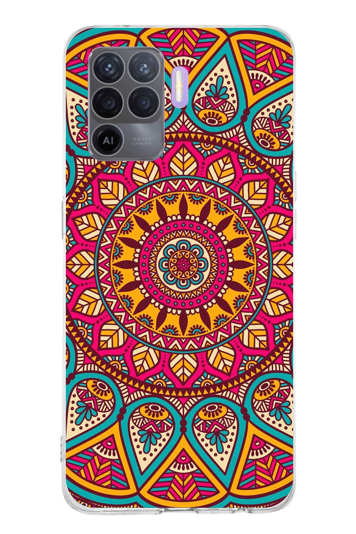 TechTree Oppo Reno 5 Lite Uyumlu Mandala Şeffaf Silikon Kılıf