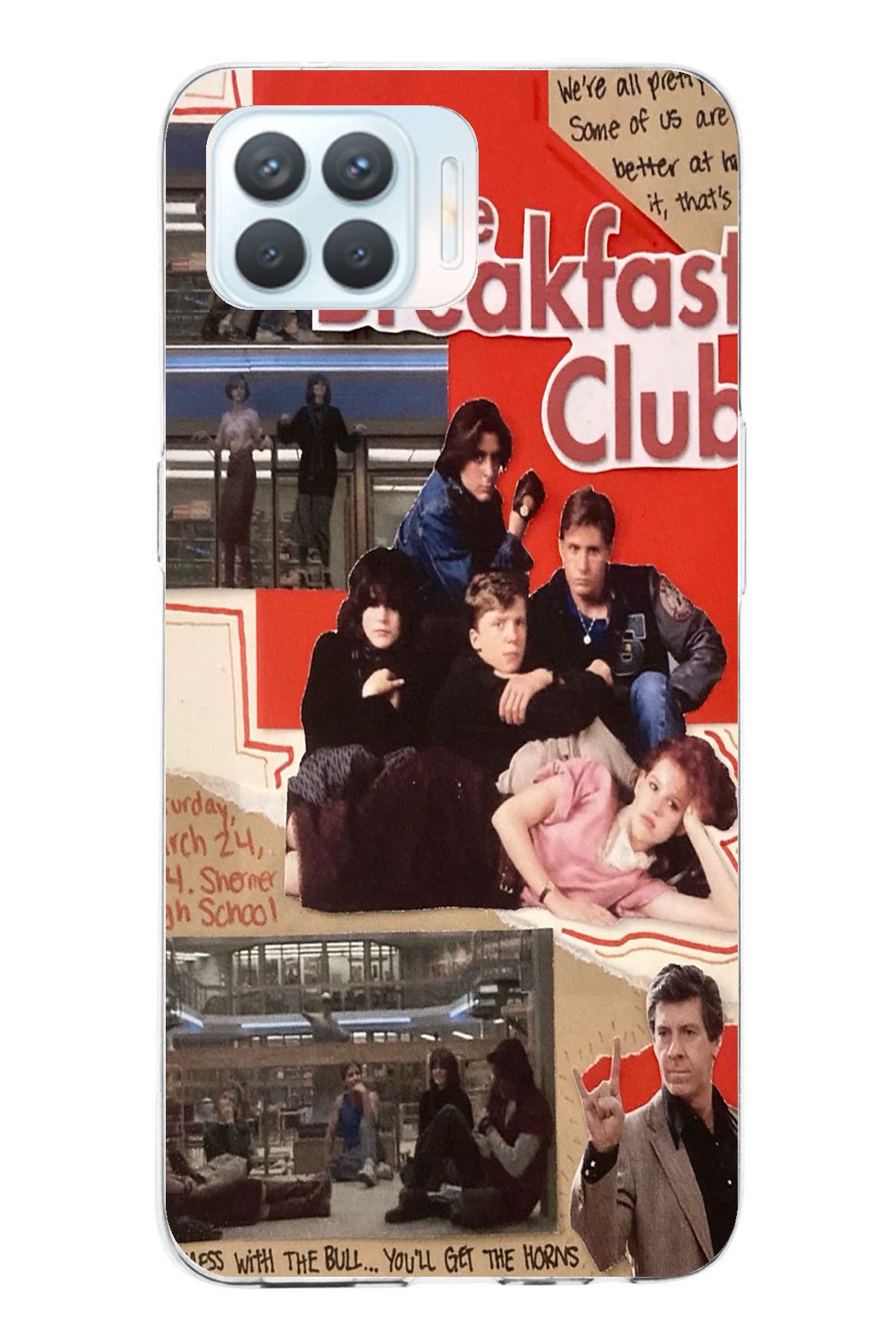 TechTree Oppo Reno 4 Lite Uyumlu Kahvaltı Kulübü - The Breakfast Club Tasarımlı Şeffaf Silikon Kılıf