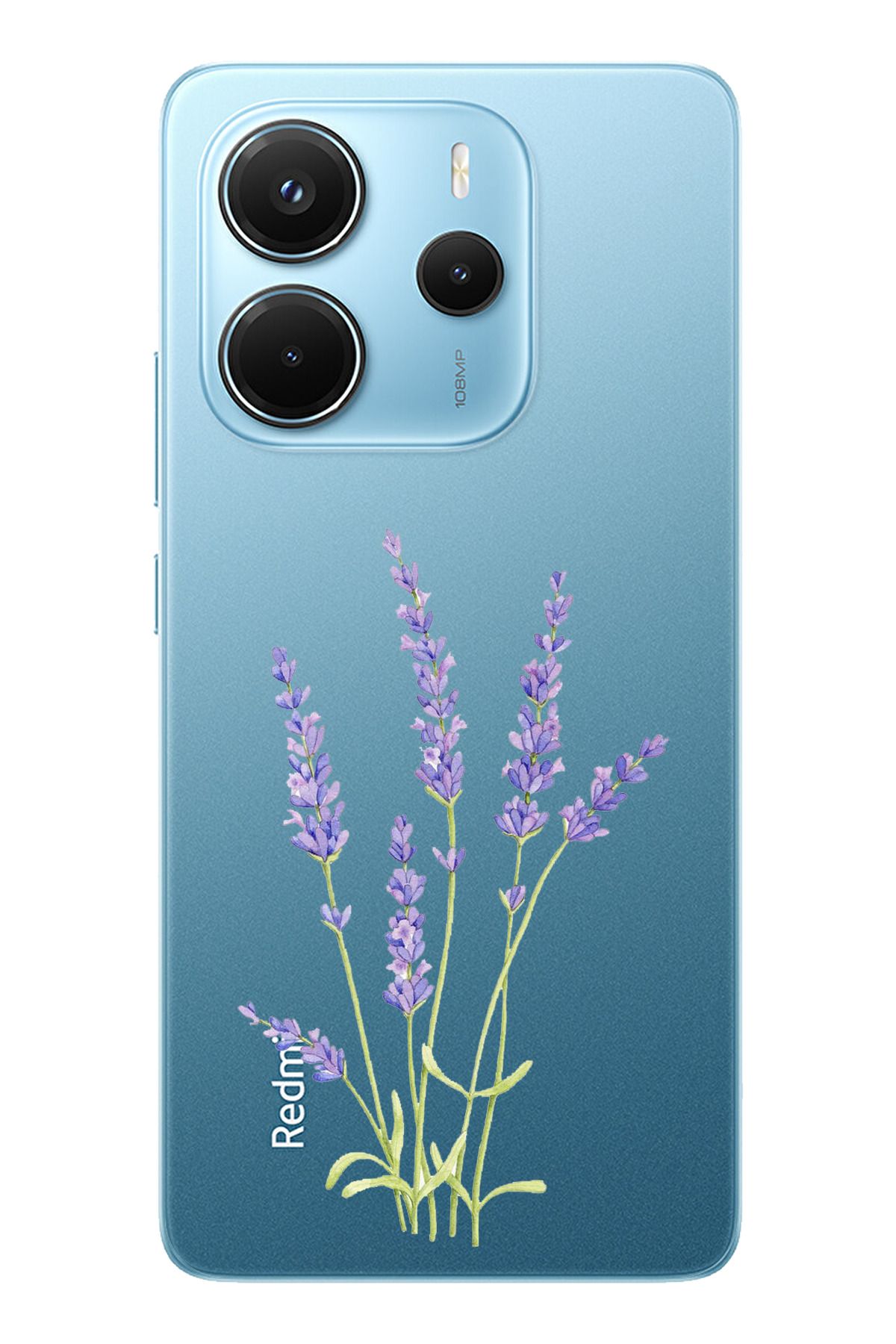 TechTree Redmi Note 14 4G Uyumlu Lavanta Çiçek Tasarımlı Şeffaf Silikon Kılıf