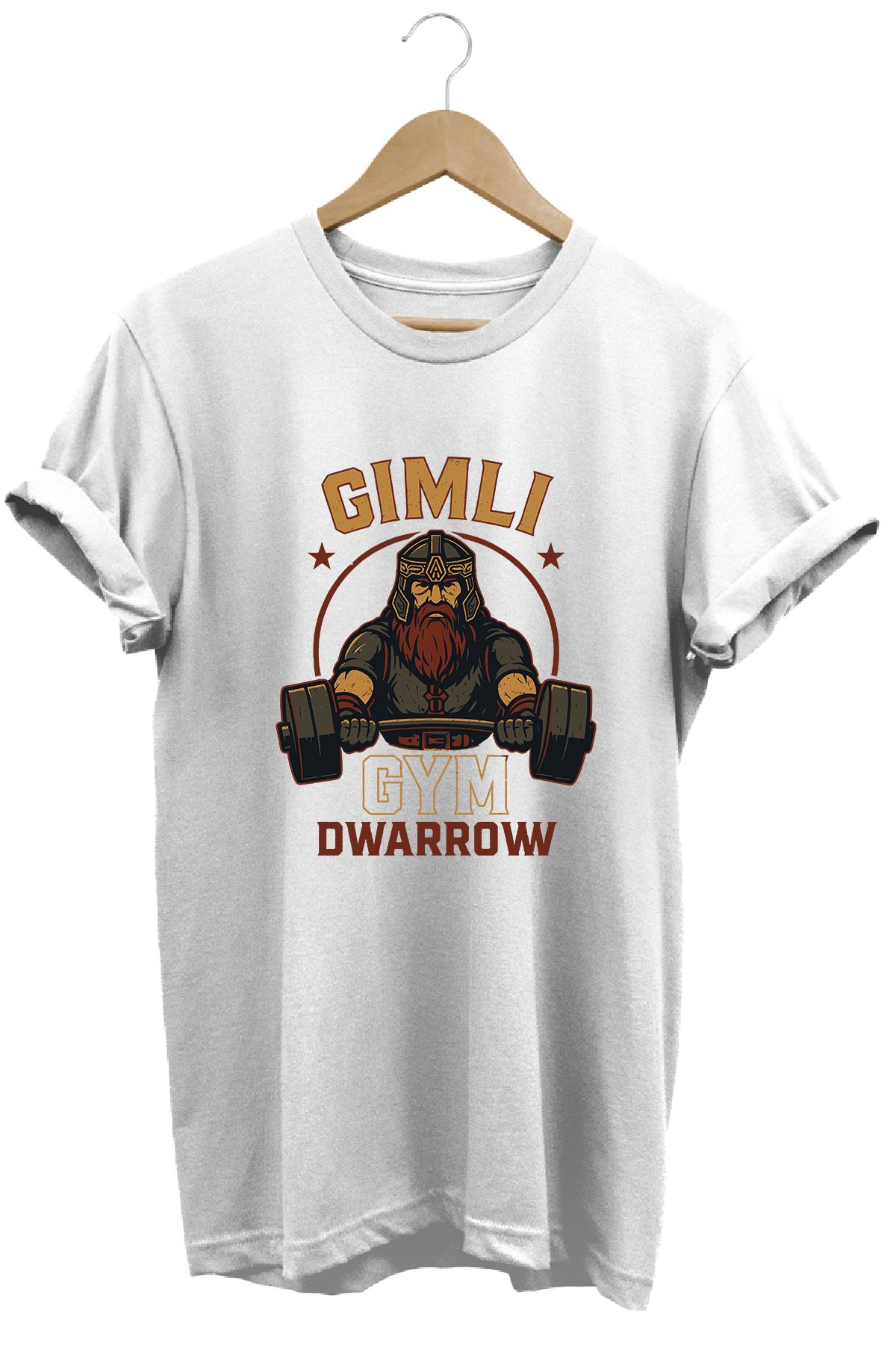 remonz Gimli Gym LOTR Regular Fit %100 Pamuk Yumuşak Dokulu Bisiklet Yaka Tişört