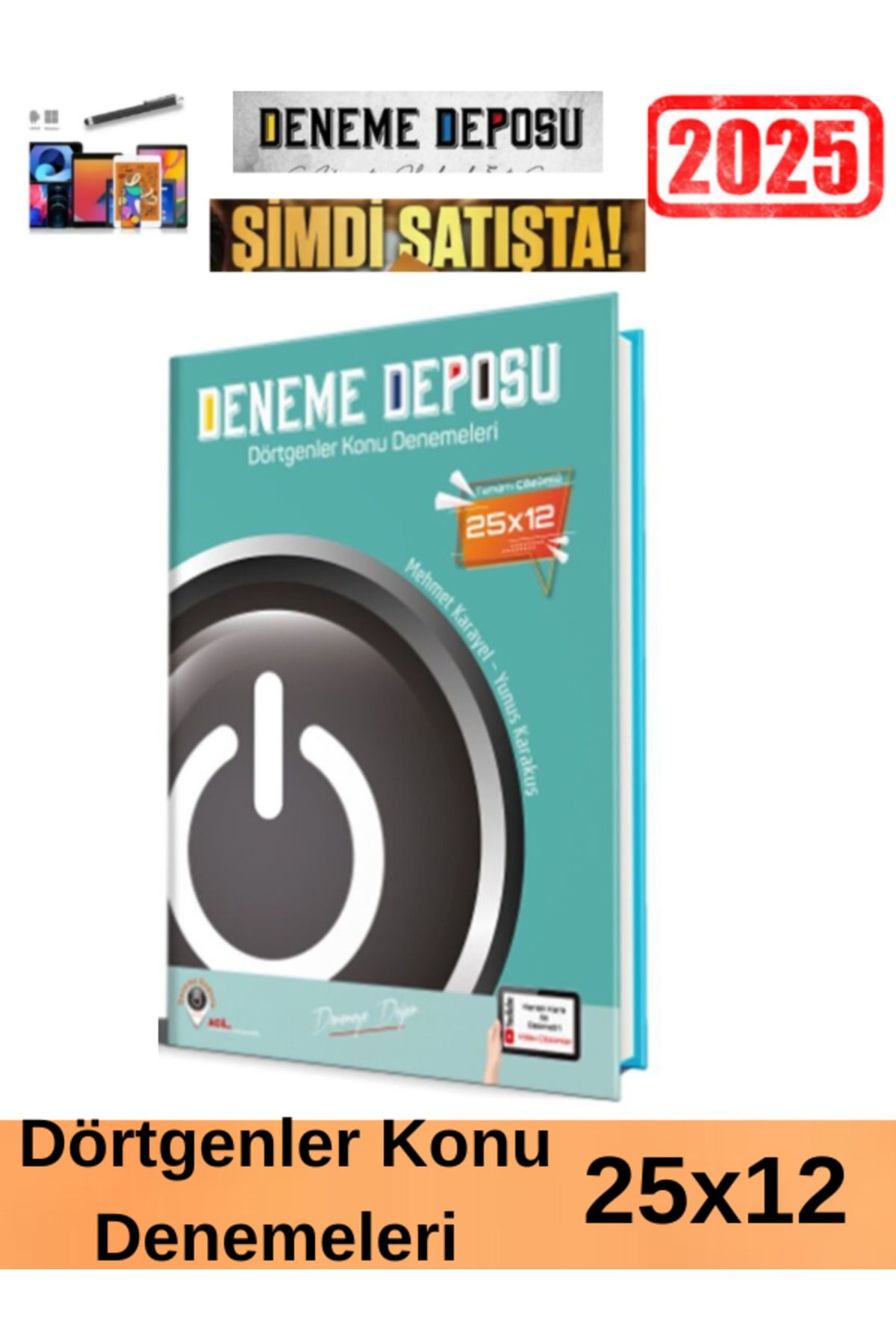 Acil Yayınları Deneme Deposu Güncel AYT Dörtgenler Konu Denemeleri(25x12)+Android Kalem