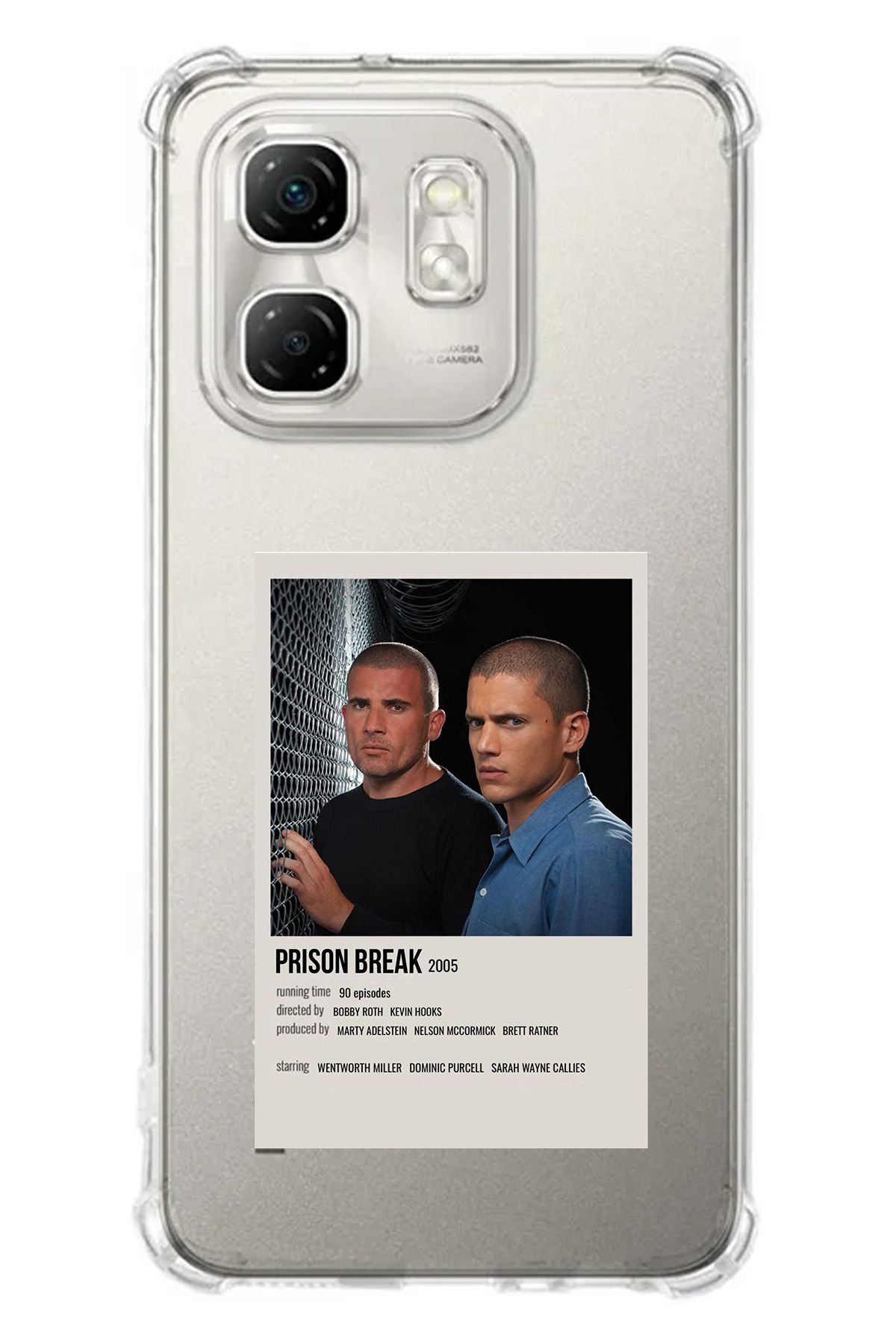 TechTree Infinix Hot 50i - Smart 9 Uyumlu Prison Break Tasarımlı Şeffaf Silikon Kılıf