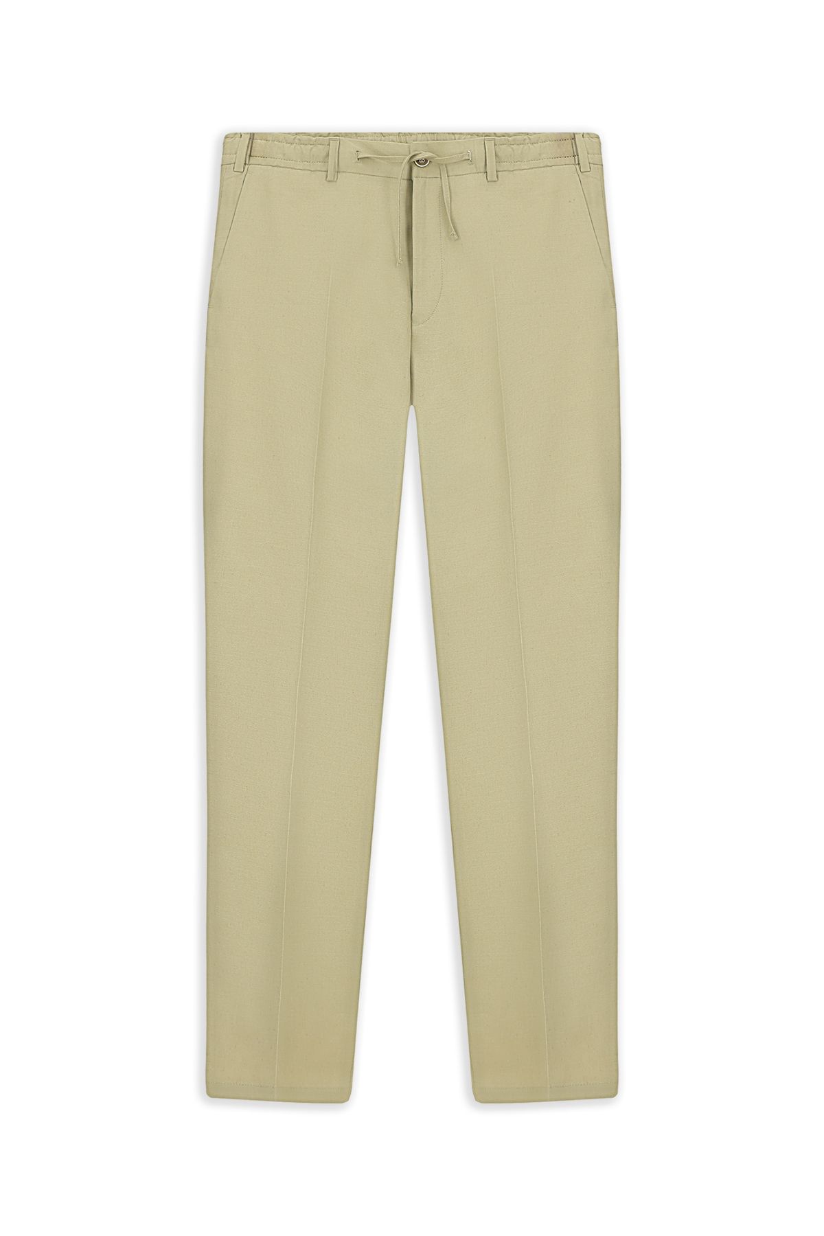 Kiğılı Slim Fit Dar Kesim Beli Lastikli İpli Keten Karışımlı Pantolon