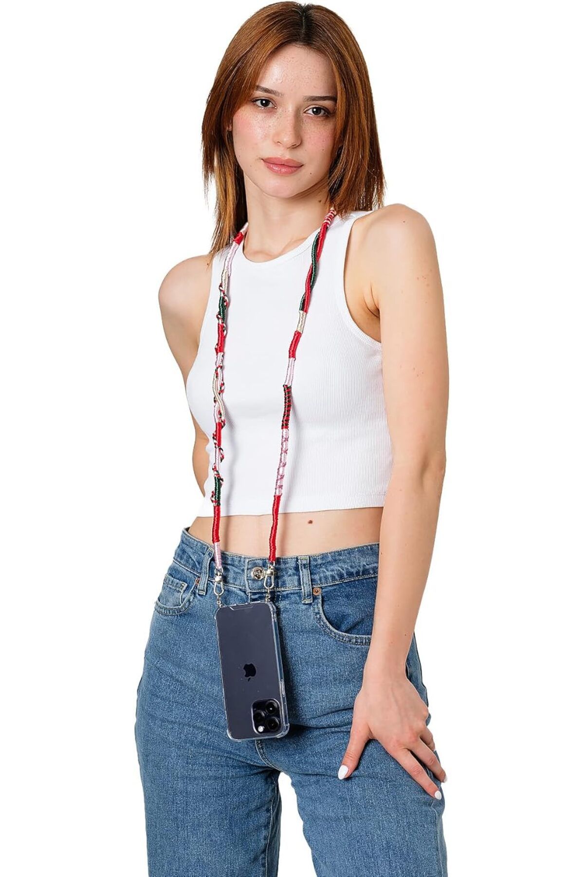 DERİK KADROĞLU Begonia Rengarenk 110 Cm El Örgüsü Telefon ve Çanta Askısı (Renkli) Yeni 1107872