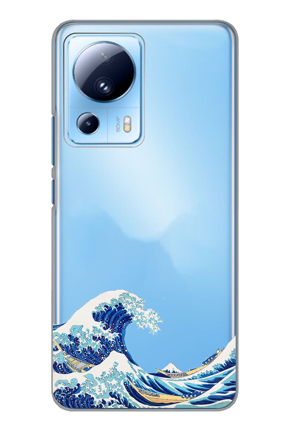 TechTree Xiaomi Mi 13 Lite Uyumlu Kanagawa Oki Nami Ura Dalgası Tasarımlı Şeffaf Silikon Kılıf