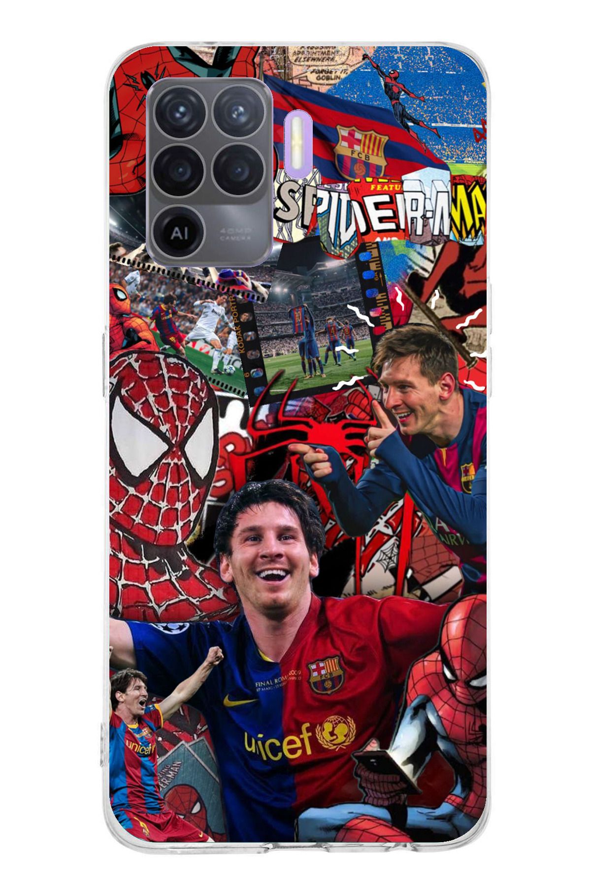 TechTree Oppo Reno 5 Lite Uyumlu Messi Kolaj Şeffaf Silikon Kılıf