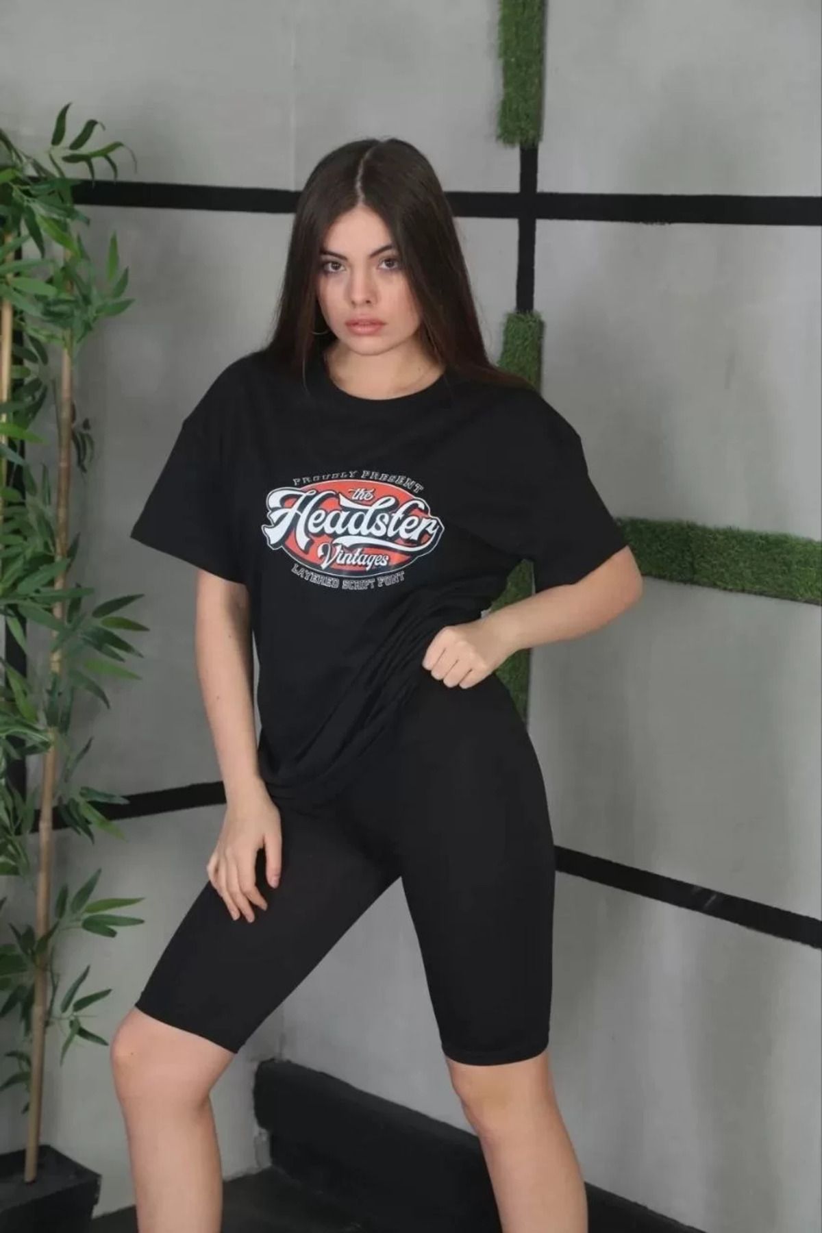 FantaziAtölyesi Unisex Baskılı Oversize T-Shirt - Siyah