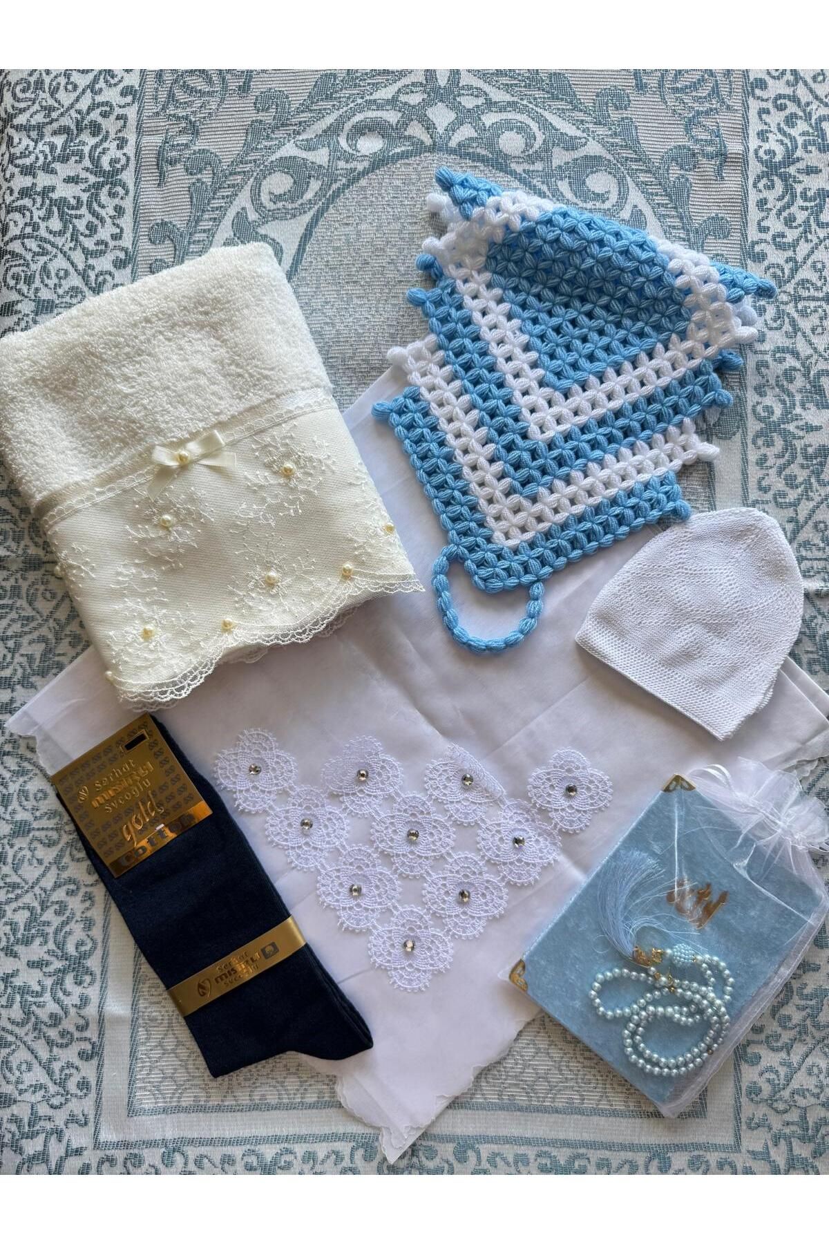 Şatilli Handmade Çeyizlik hediyelik düğün bohça damat kayınbaba bohça açık mavi bohça lif çeyizlik hediye havlu