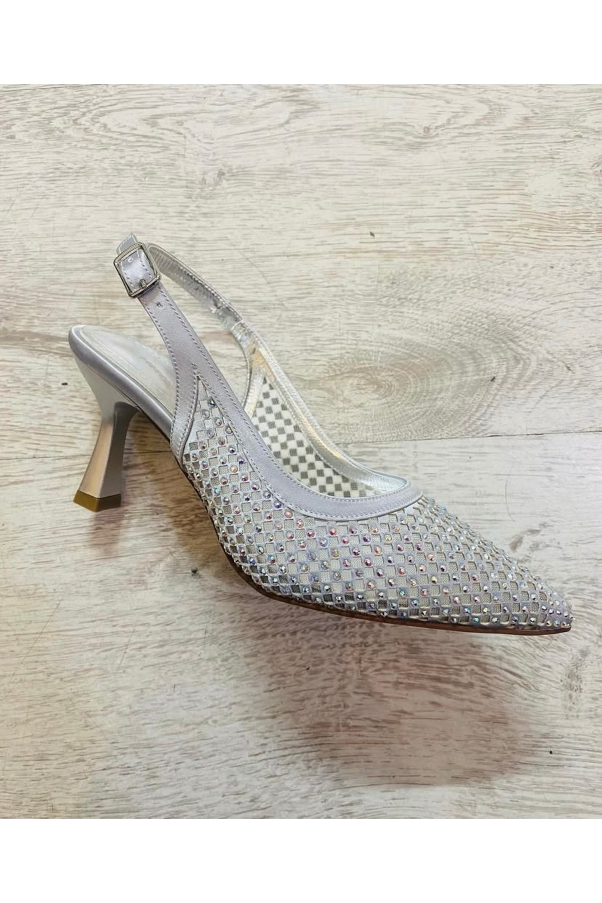 GMG PLUS Gümüş Taşlı File Stiletto