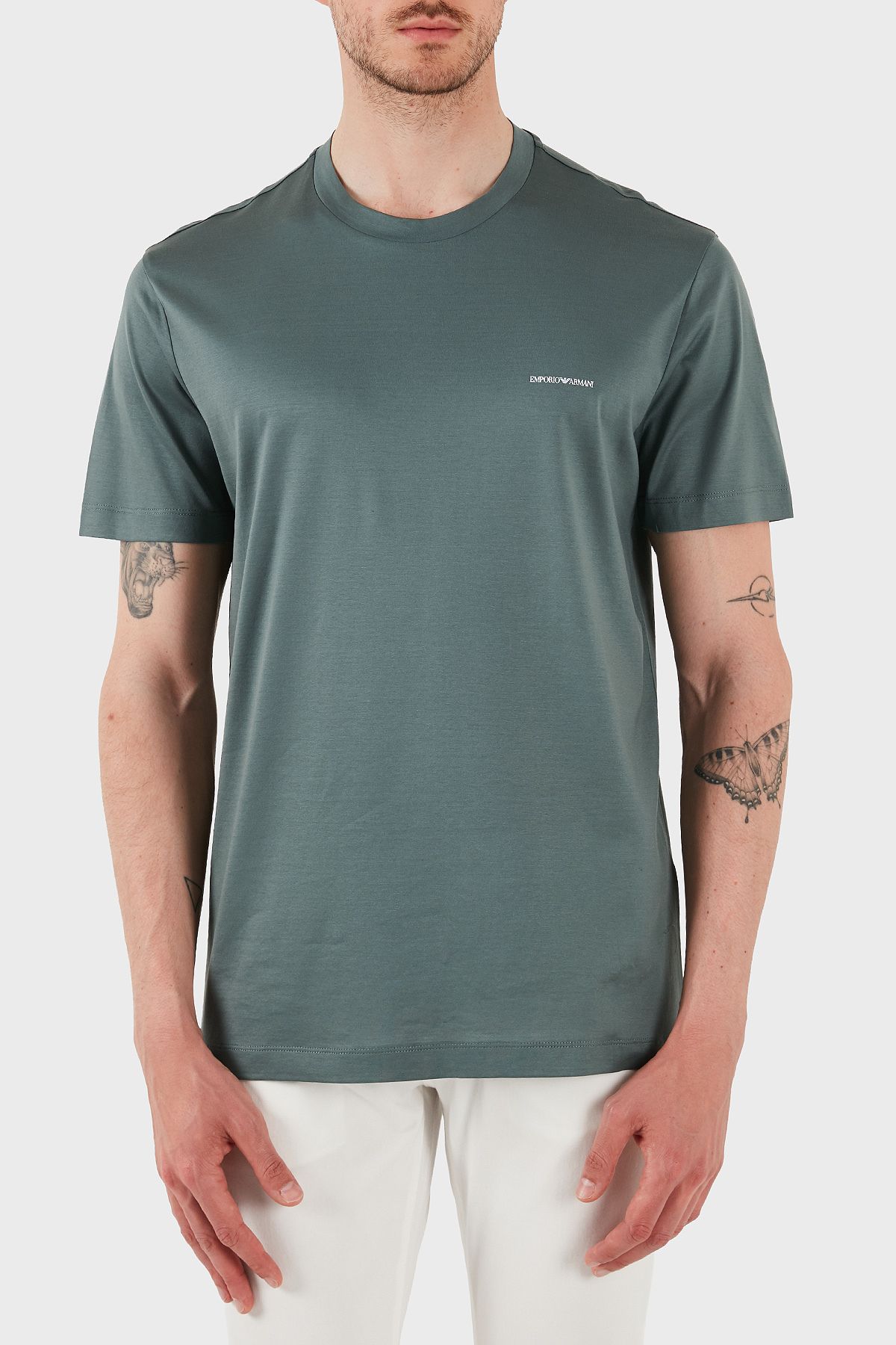 Emporio Armani Pamuk Karışımlı Regular Fit Bisiklet Yaka Logolu T Shirt Erkek T SHİRT 8N1TD8 1JUVZ U