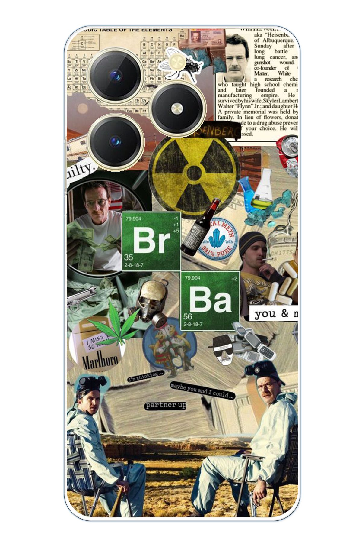 TechTree Realme C61 Uyumlu Breaking Bad Kolaj Şeffaf Silikon Kılıf