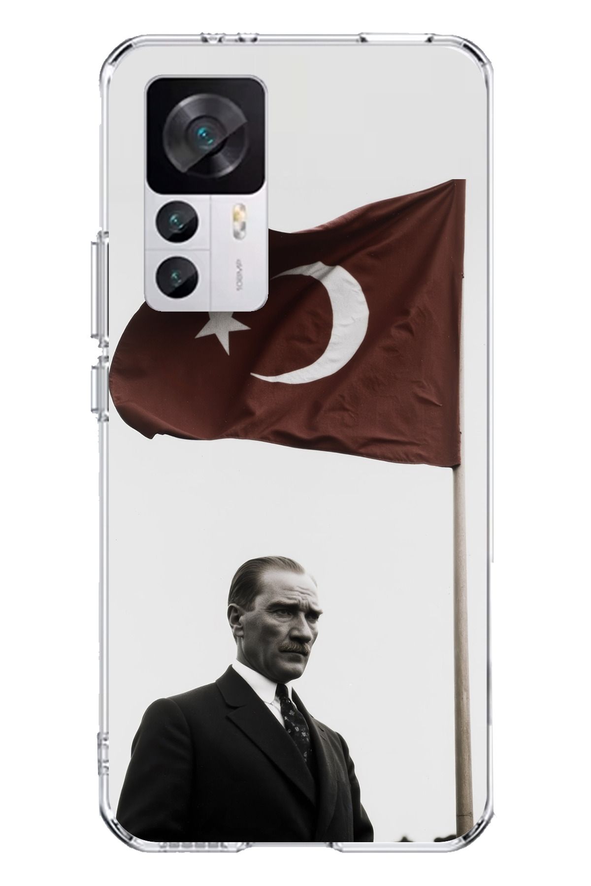 TechTree Xiaomi Mi 12T - 12T PRO Uyumlu Atatürk Bayrak Şeffaf Silikon Kılıf
